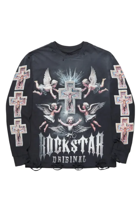 Adem Black Long Sleeve Graphic T-Shirt sold by Rockstar Original