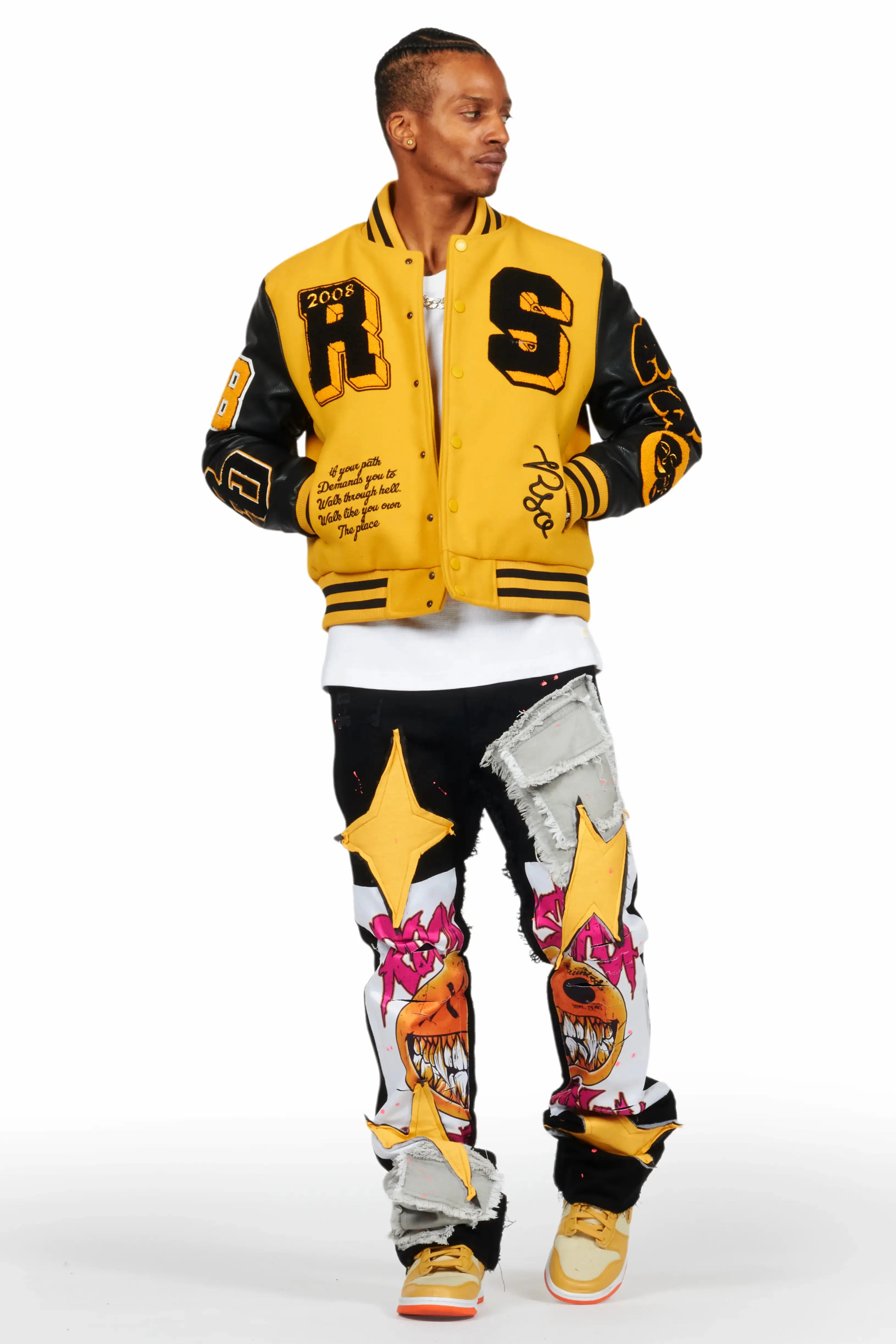 Leslaw Yellow/Black Varsity Jacket sold by Rockstar Original product image thumbnail 3