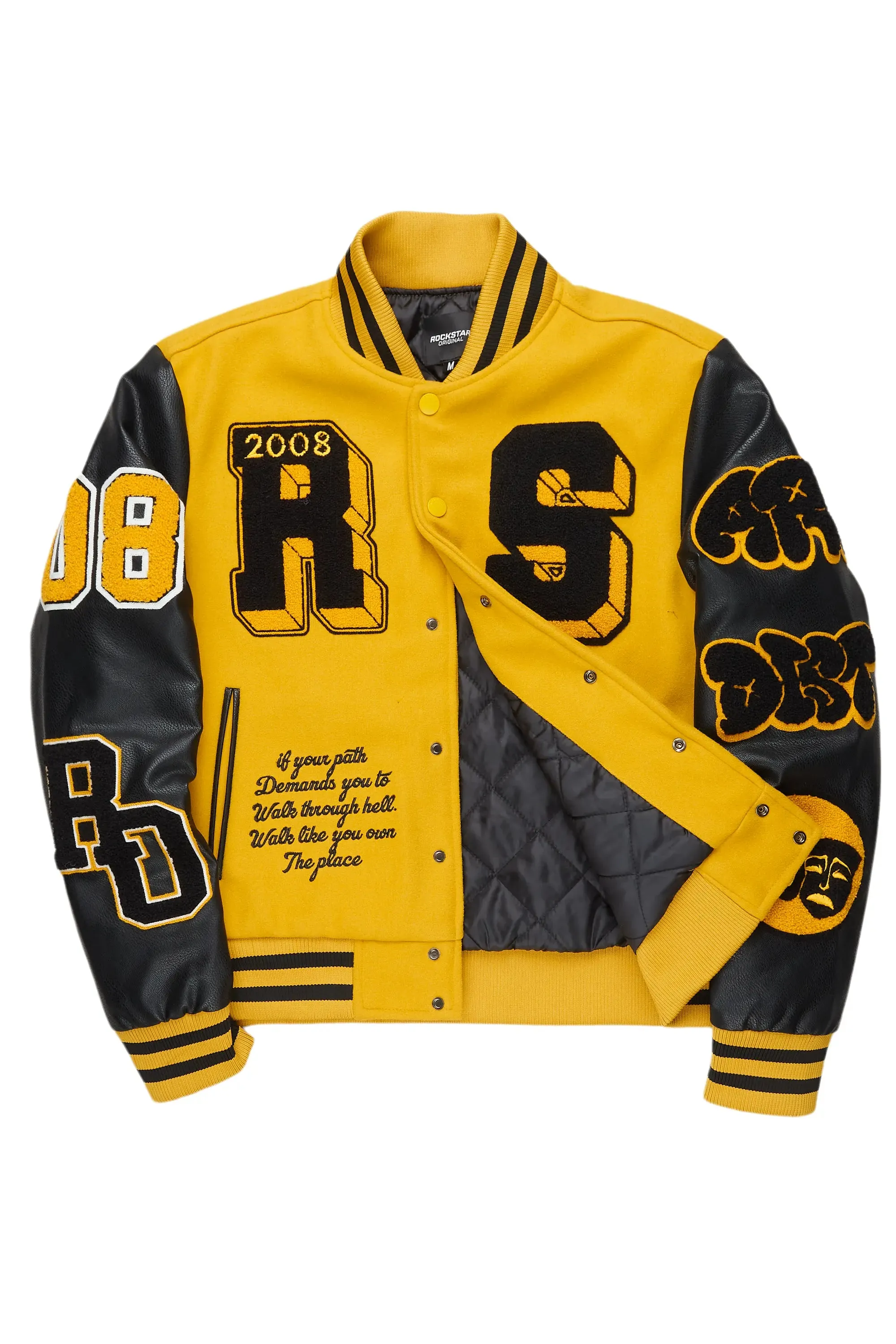 Leslaw Yellow/Black Varsity Jacket sold by Rockstar Original product image thumbnail 2