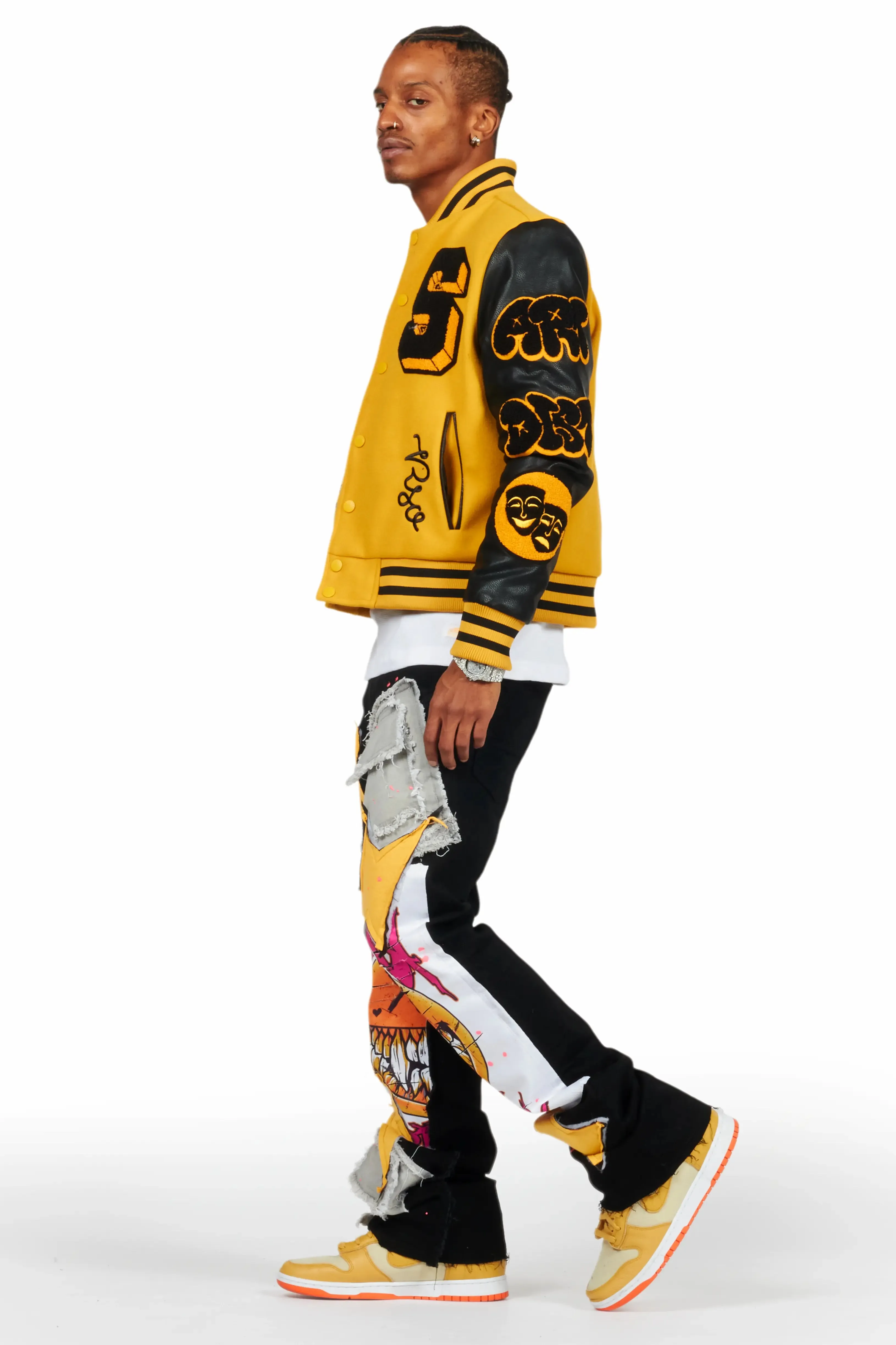 Leslaw Yellow/Black Varsity Jacket sold by Rockstar Original product image thumbnail 4