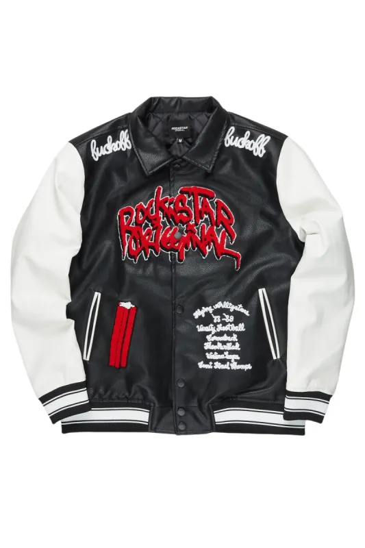 Juniper Black PU Leather Varsity Jacket sold by Rockstar Original