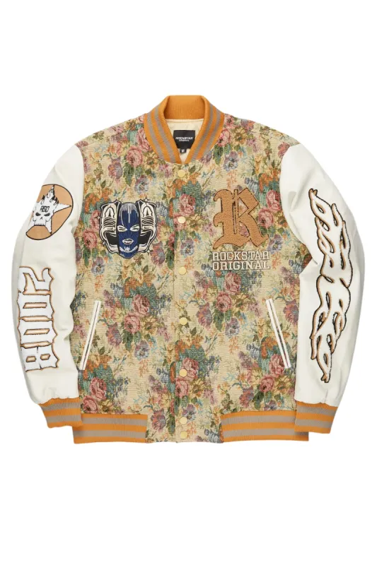 Doron Beige Tapestry Varsity Jacket sold by Rockstar Original