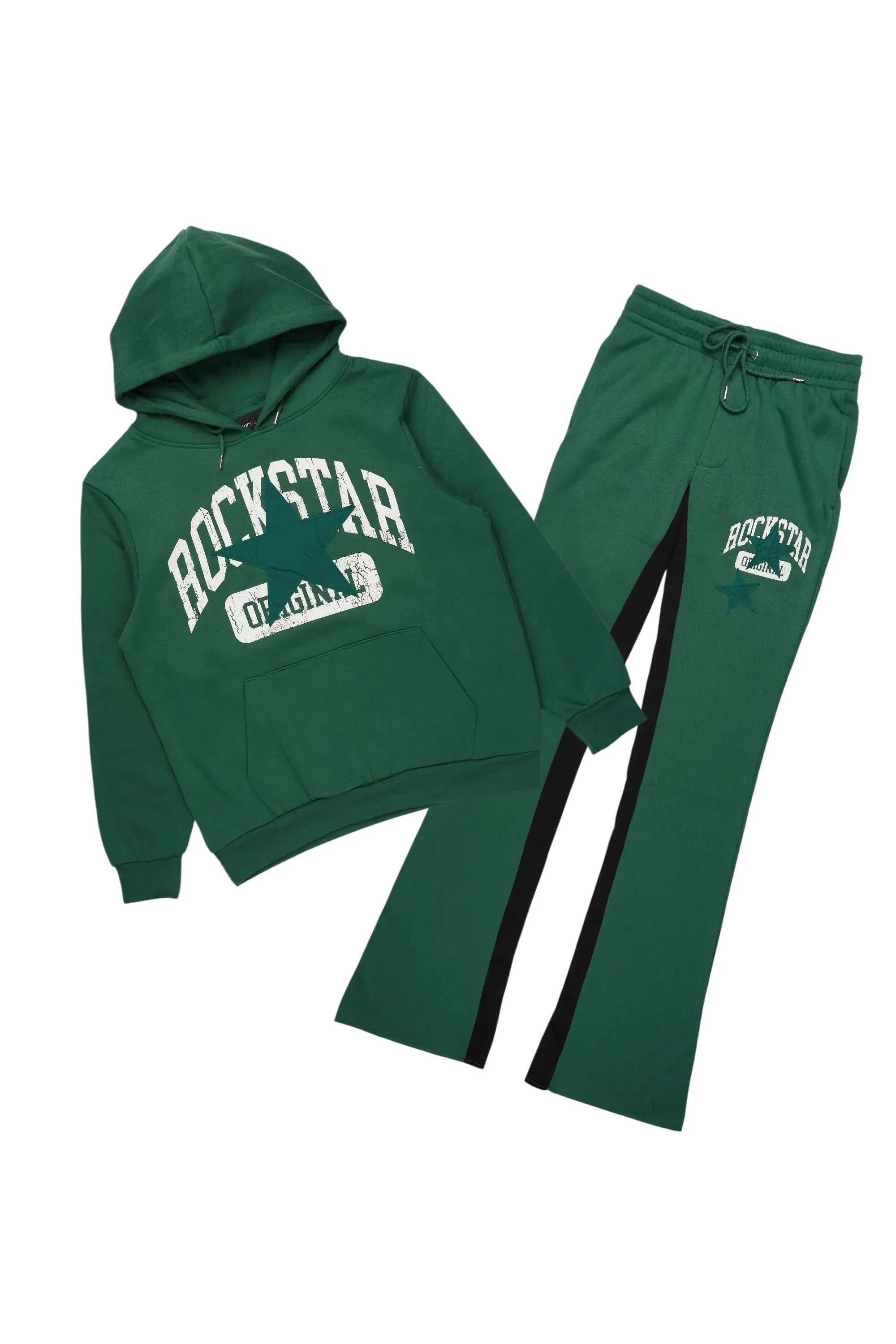 Mallor Green Baggy Stacked Hoodie Track Set sold by Rockstar Original
