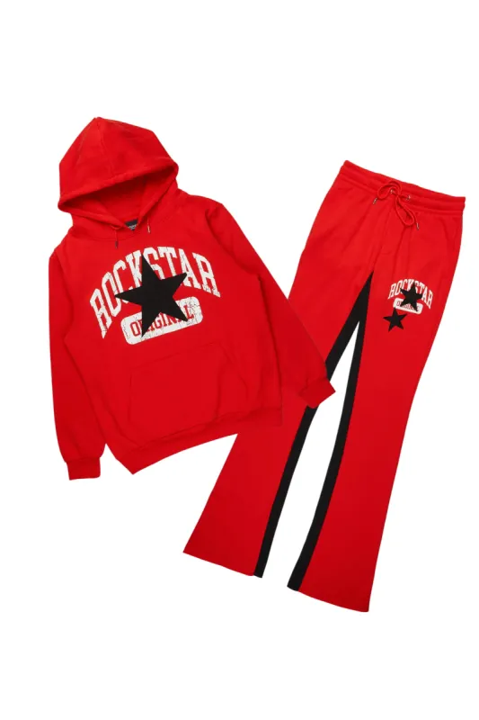 Mallor Red Baggy Stacked Hoodie Track Set sold by Rockstar Original