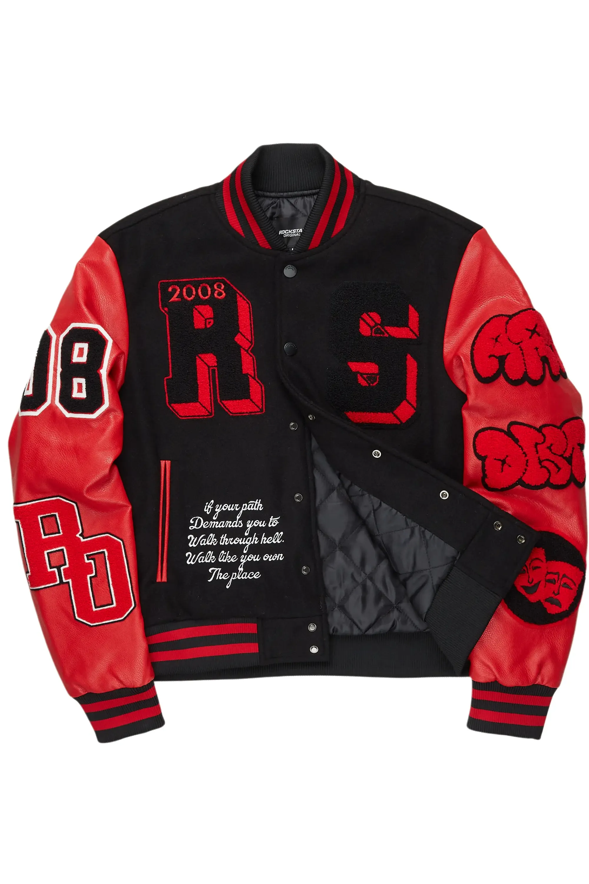 Leslaw Red/Black Varsity Jacket sold by Rockstar Original product image thumbnail 2
