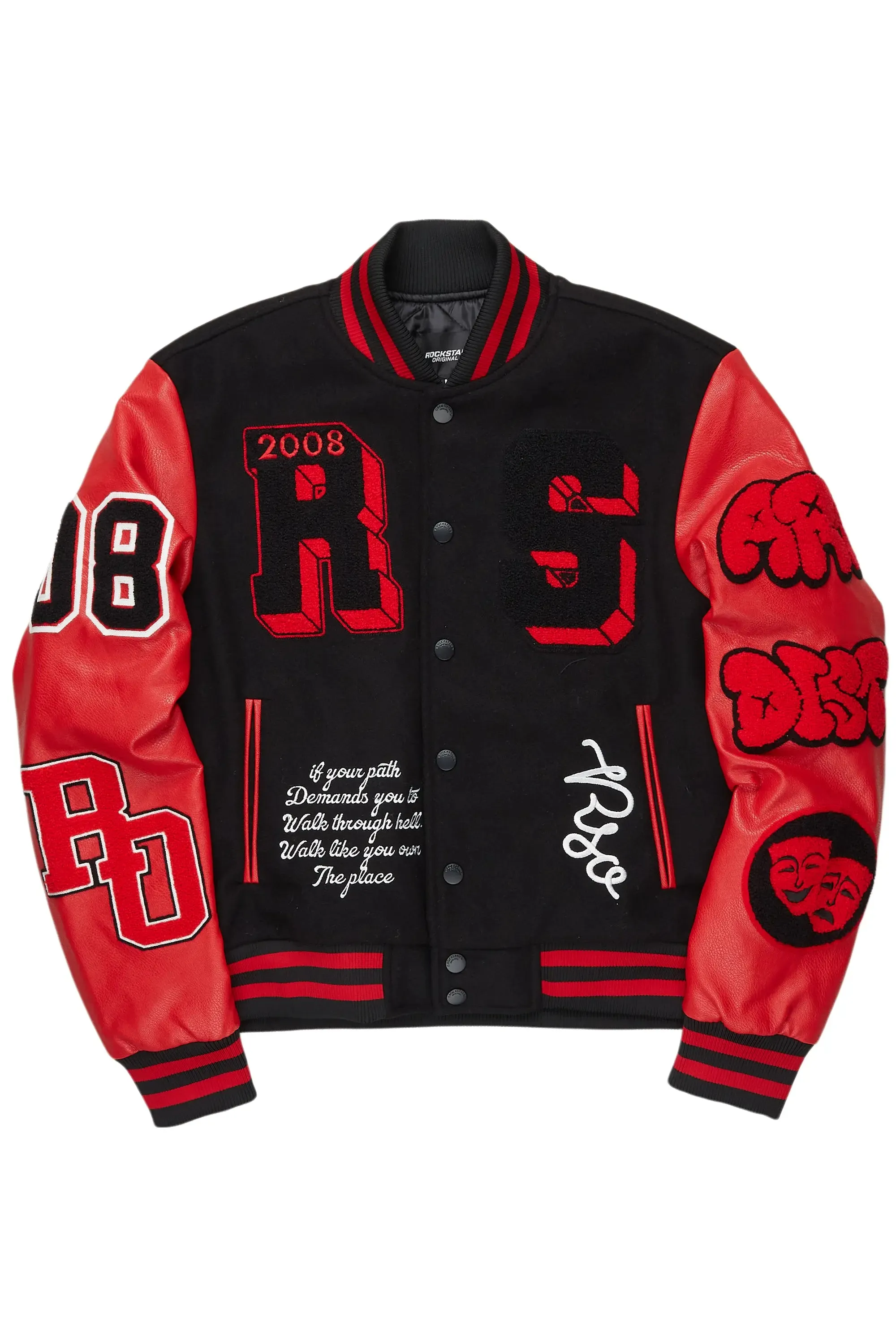 Leslaw Red/Black Varsity Jacket sold by Rockstar Original