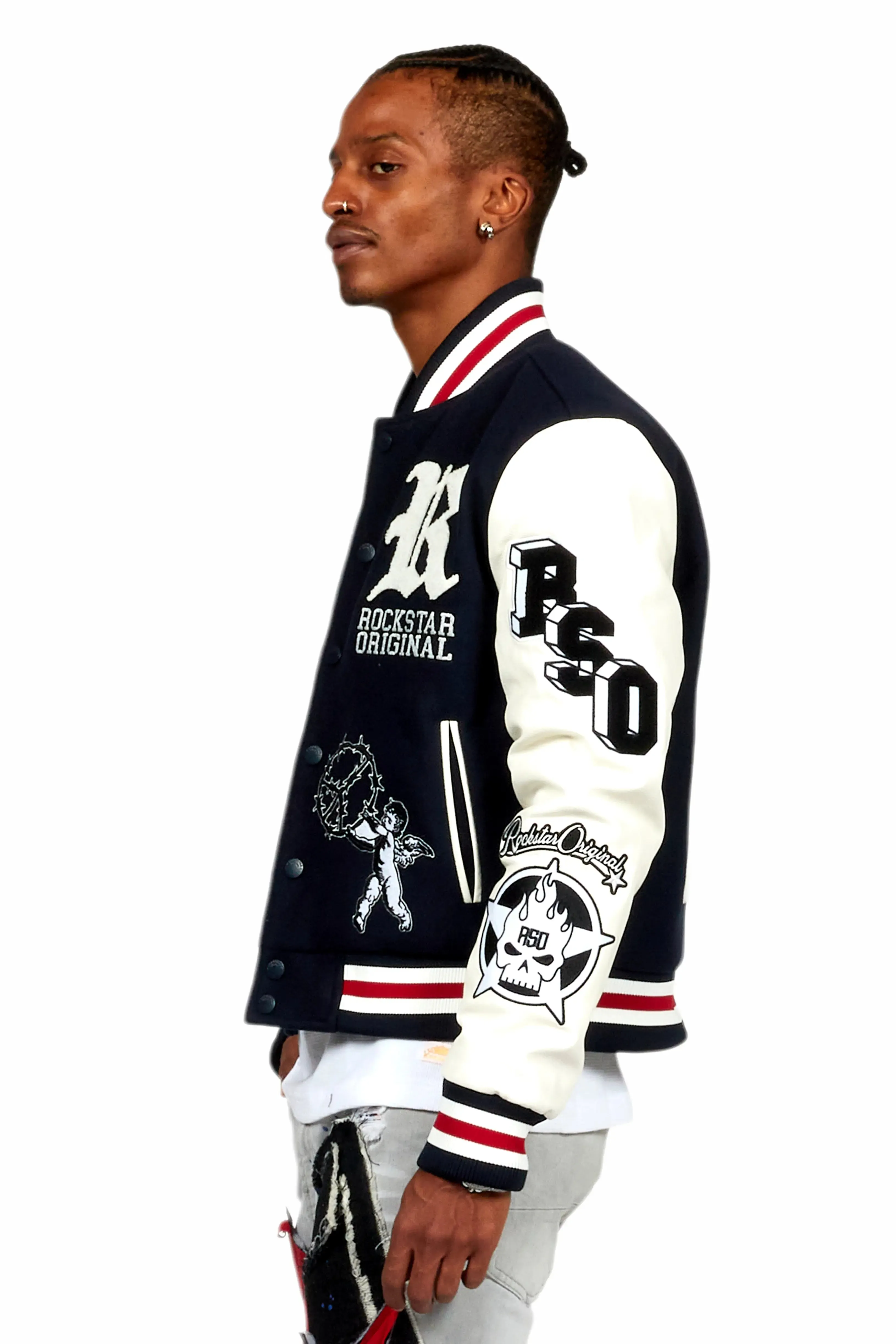 Afonso Navy Varsity Jacket sold by Rockstar Original product image thumbnail 4