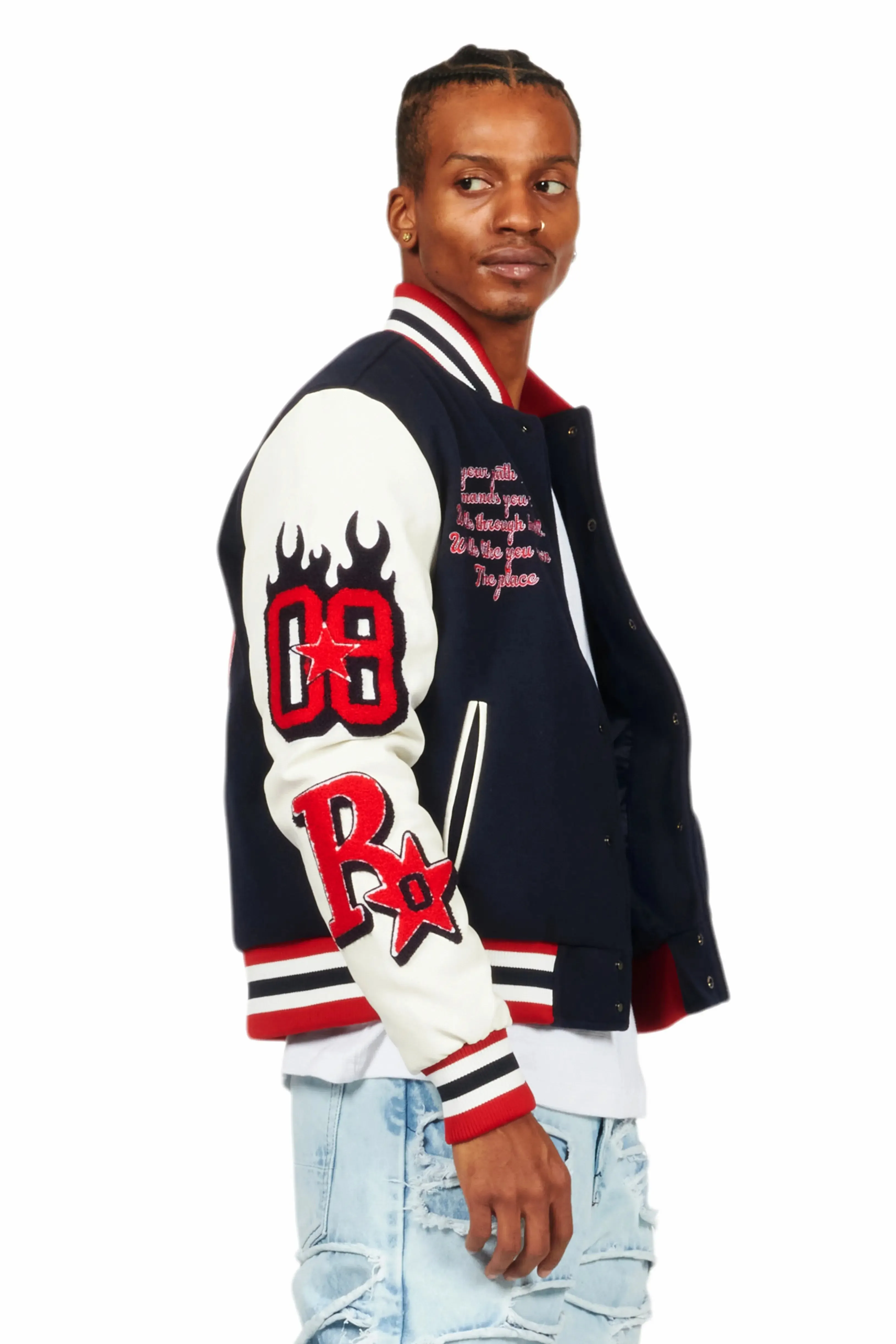 Skoll Navy Varsity Jacket sold by Rockstar Original product image thumbnail 5