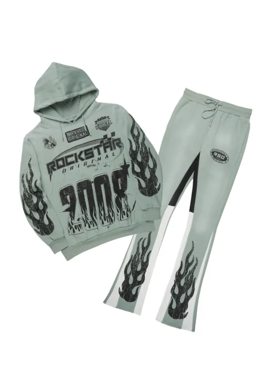 Amos Sage Stacked Flare Hoodie Track Set sold by Rockstar Original