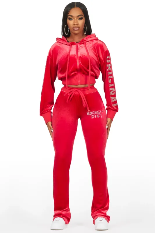 Shakura Red Stacked Velour Trackset sold by Rockstar Original