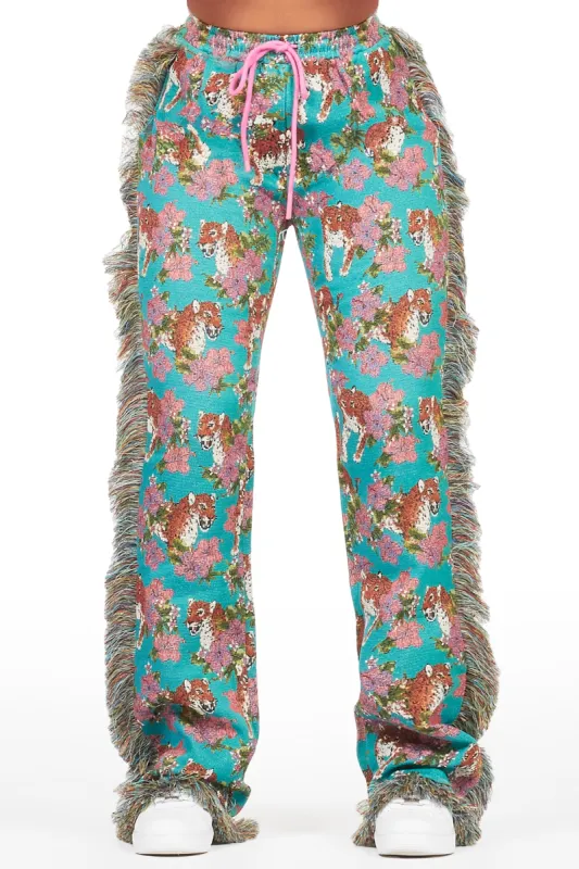 Alexsia Teal Tapestry Stacked Pant sold by Rockstar Original