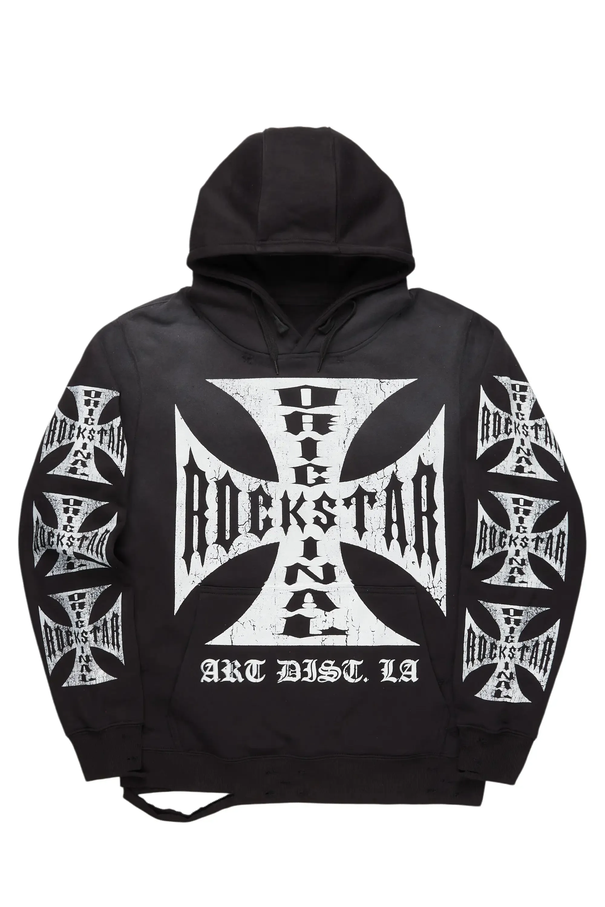 Udell Black Graphic Distressed Hoodie sold by Rockstar Original