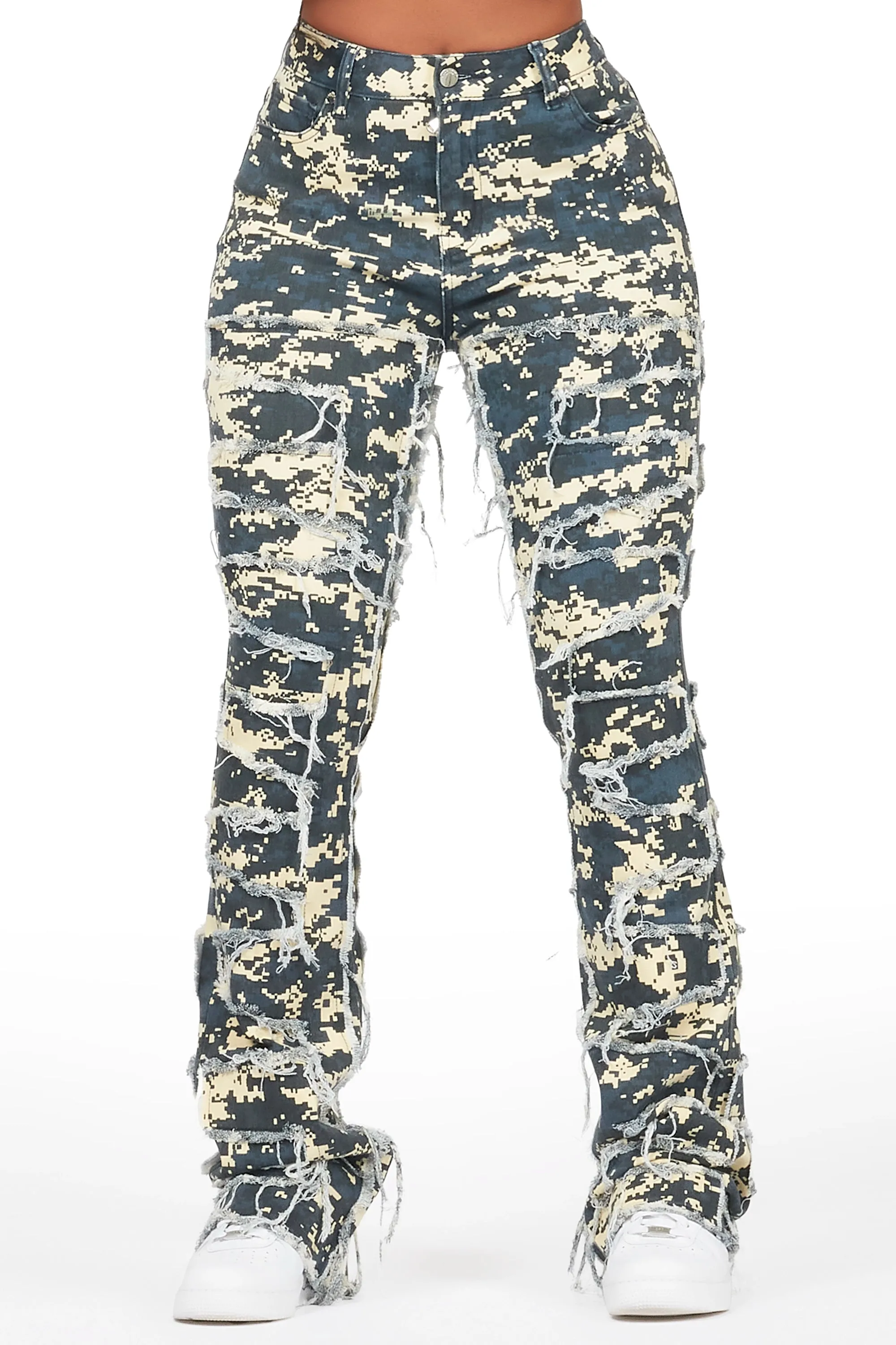 Zariyah Digital Camo Stacked Flare Jean sold by Rockstar Original