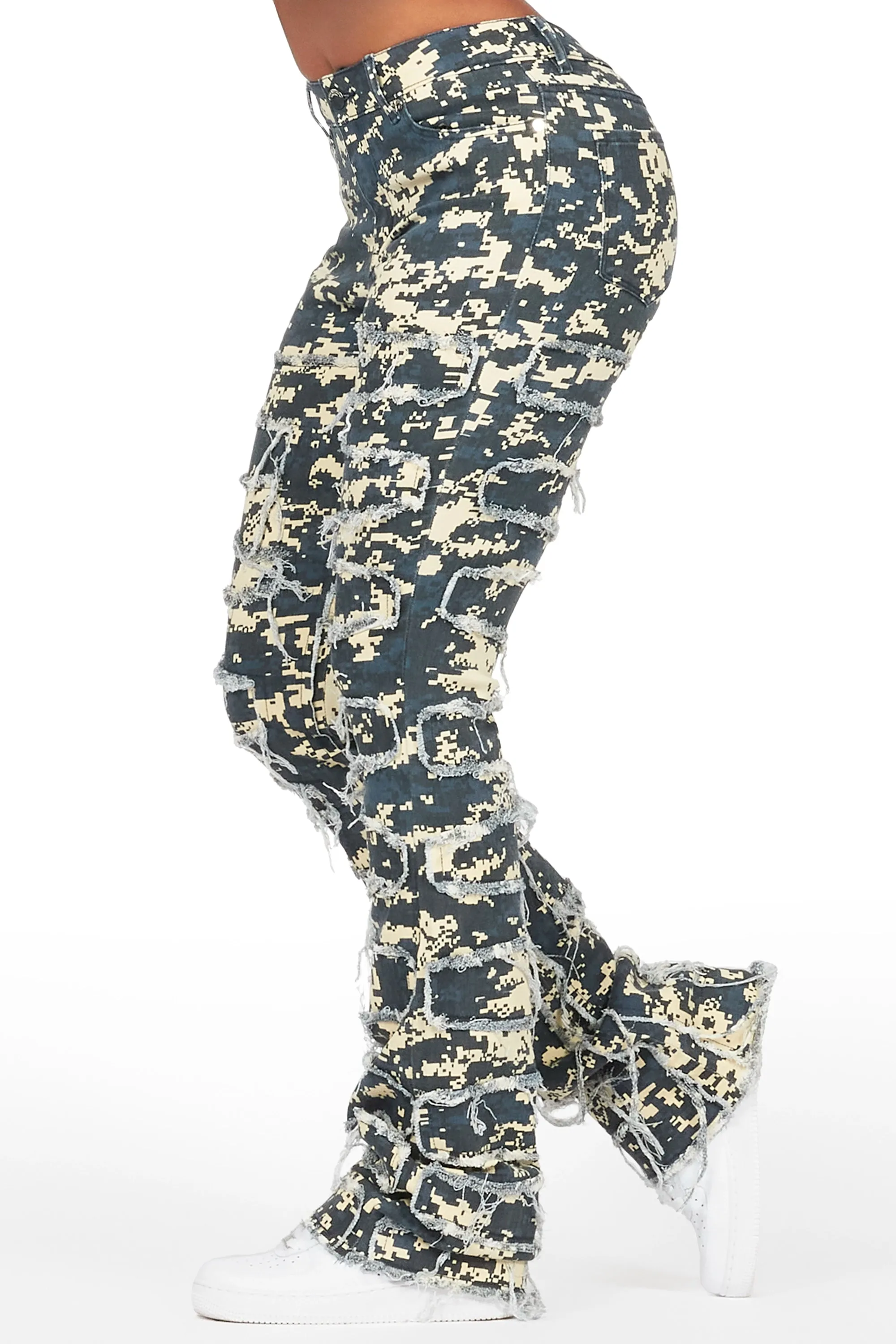 Zariyah Digital Camo Stacked Flare Jean sold by Rockstar Original product image thumbnail 4