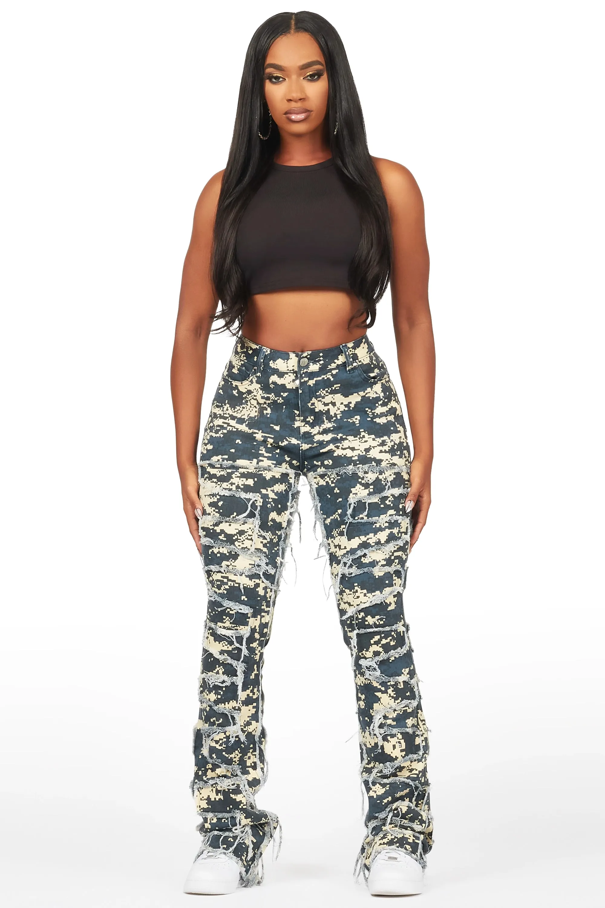 Zariyah Digital Camo Stacked Flare Jean sold by Rockstar Original product image thumbnail 2
