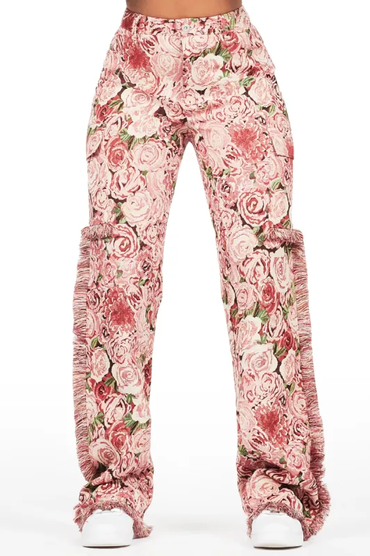 Darresha Pink Floral Tapestry Stacked Pant sold by Rockstar Original
