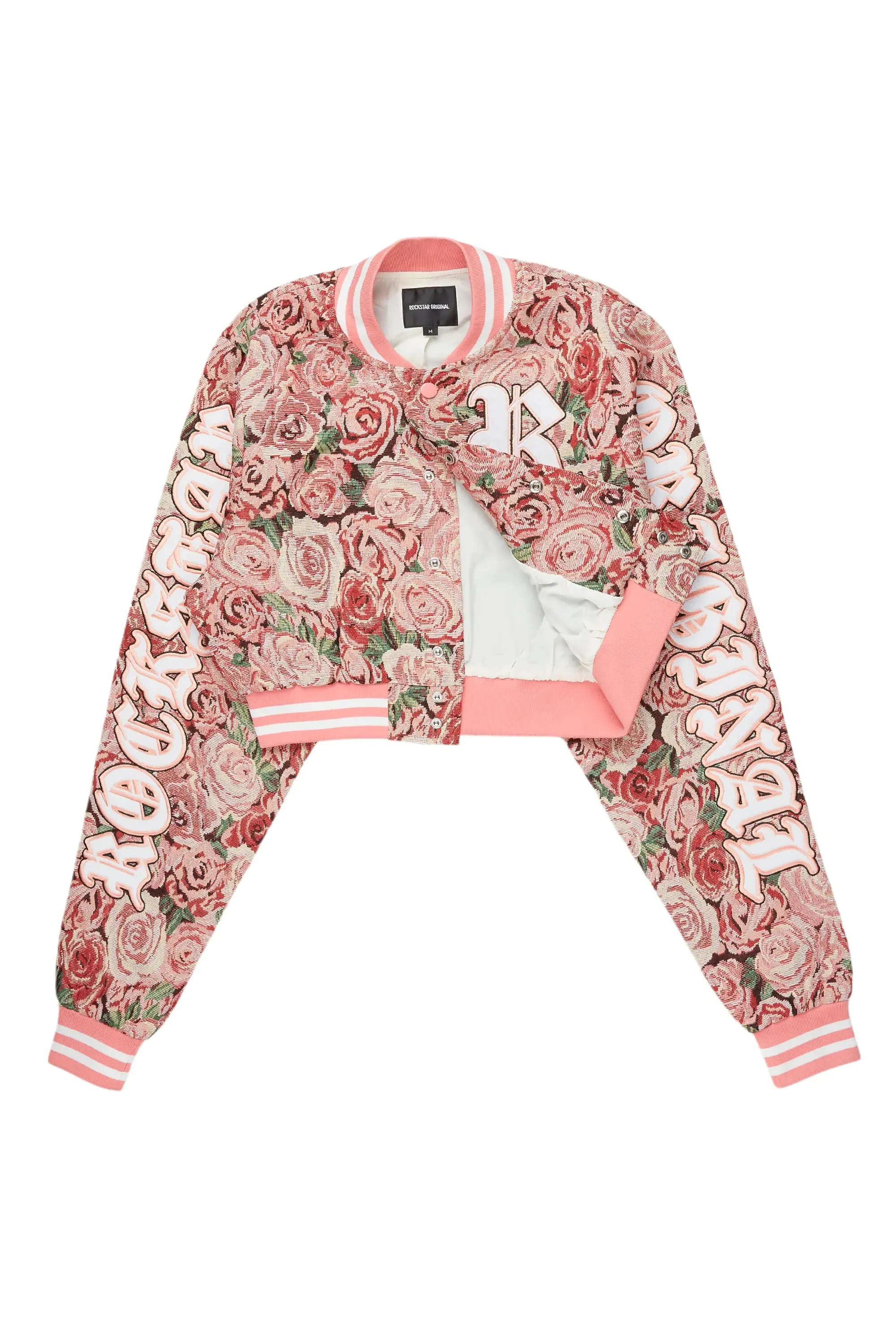 Darresha Pink Crop Tapestry Varsity Jacket sold by Rockstar Original product image thumbnail 5