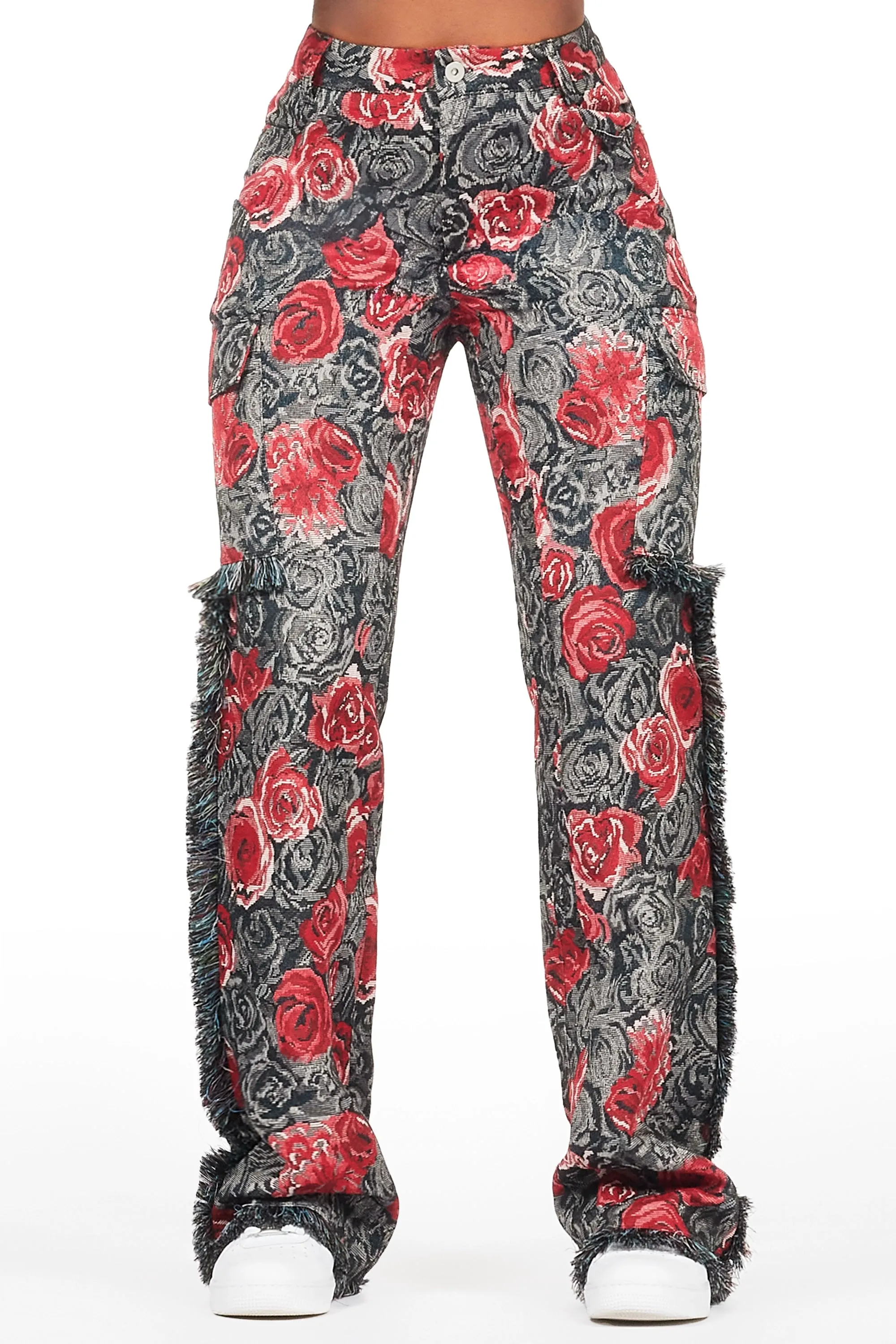 Darresha Black/Red Floral Tapestry Stacked Pant sold by Rockstar Original