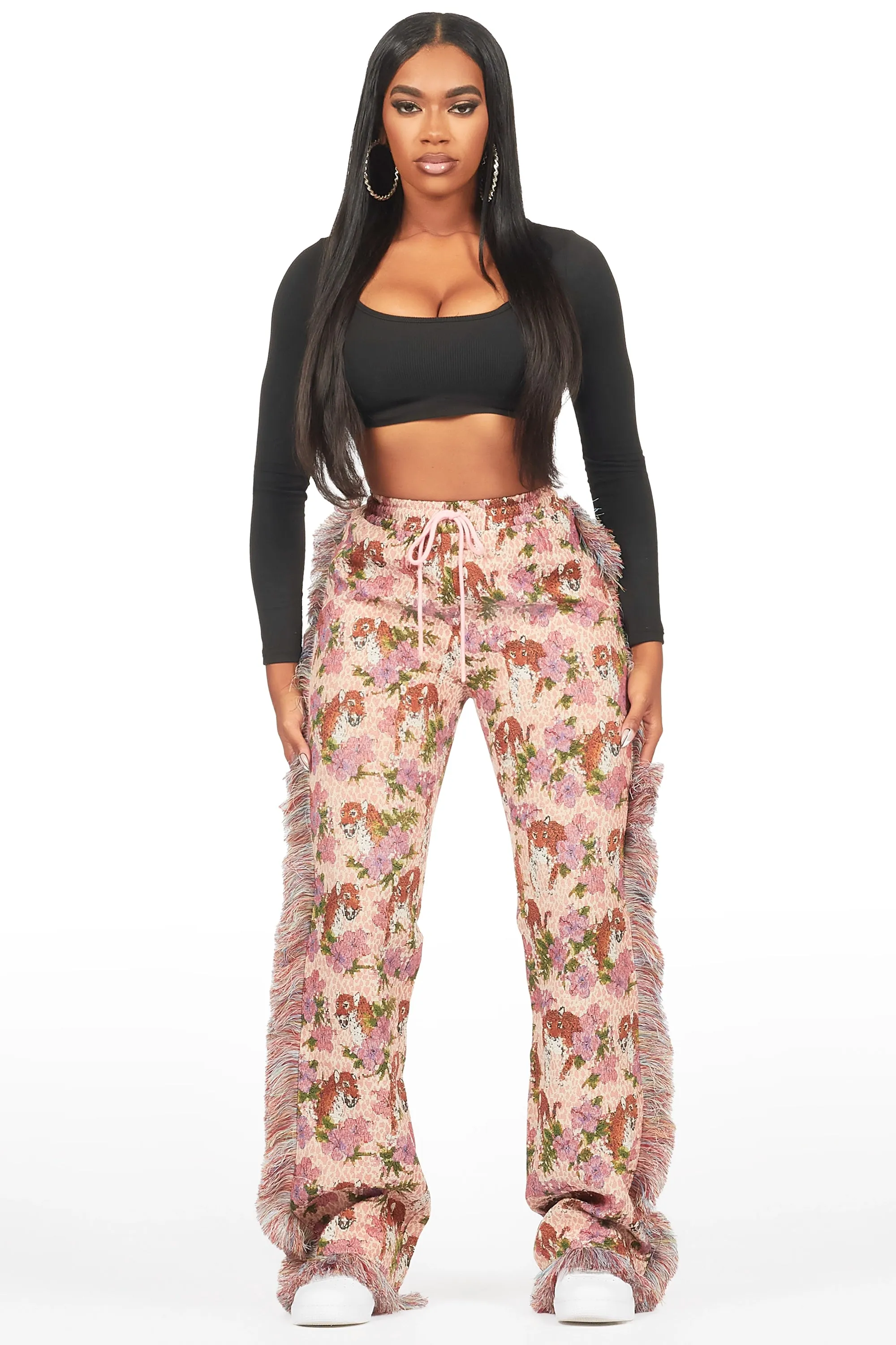 Alexsia Pink Tapestry Stacked Pant sold by Rockstar Original product image thumbnail 2