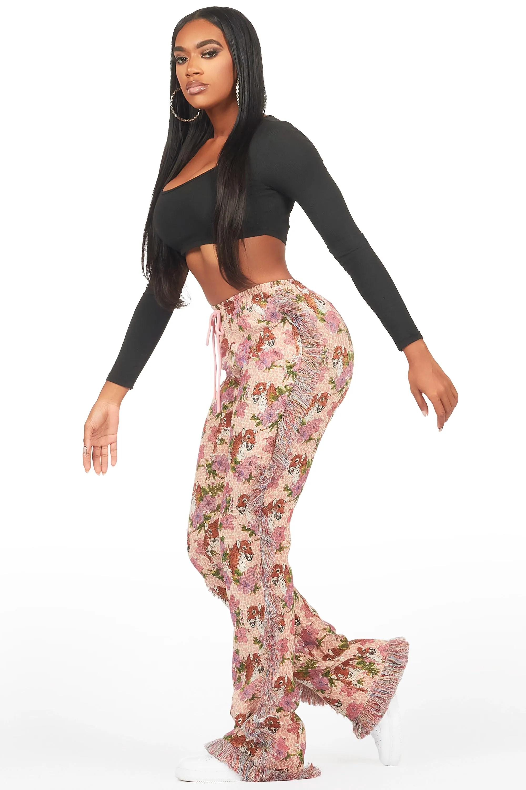 Alexsia Pink Tapestry Stacked Pant sold by Rockstar Original product image thumbnail 4