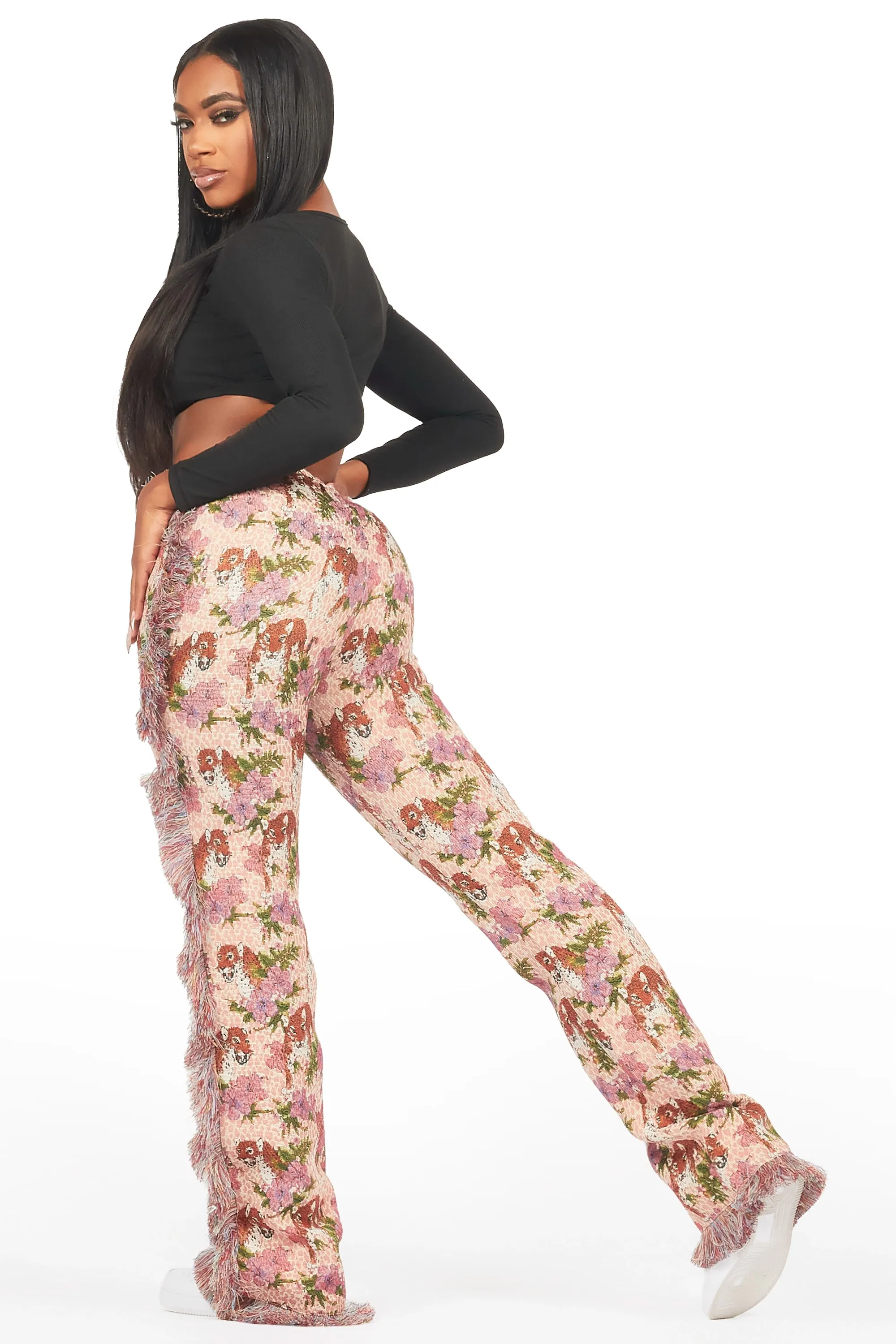 Alexsia Pink Tapestry Stacked Pant sold by Rockstar Original product image thumbnail 5