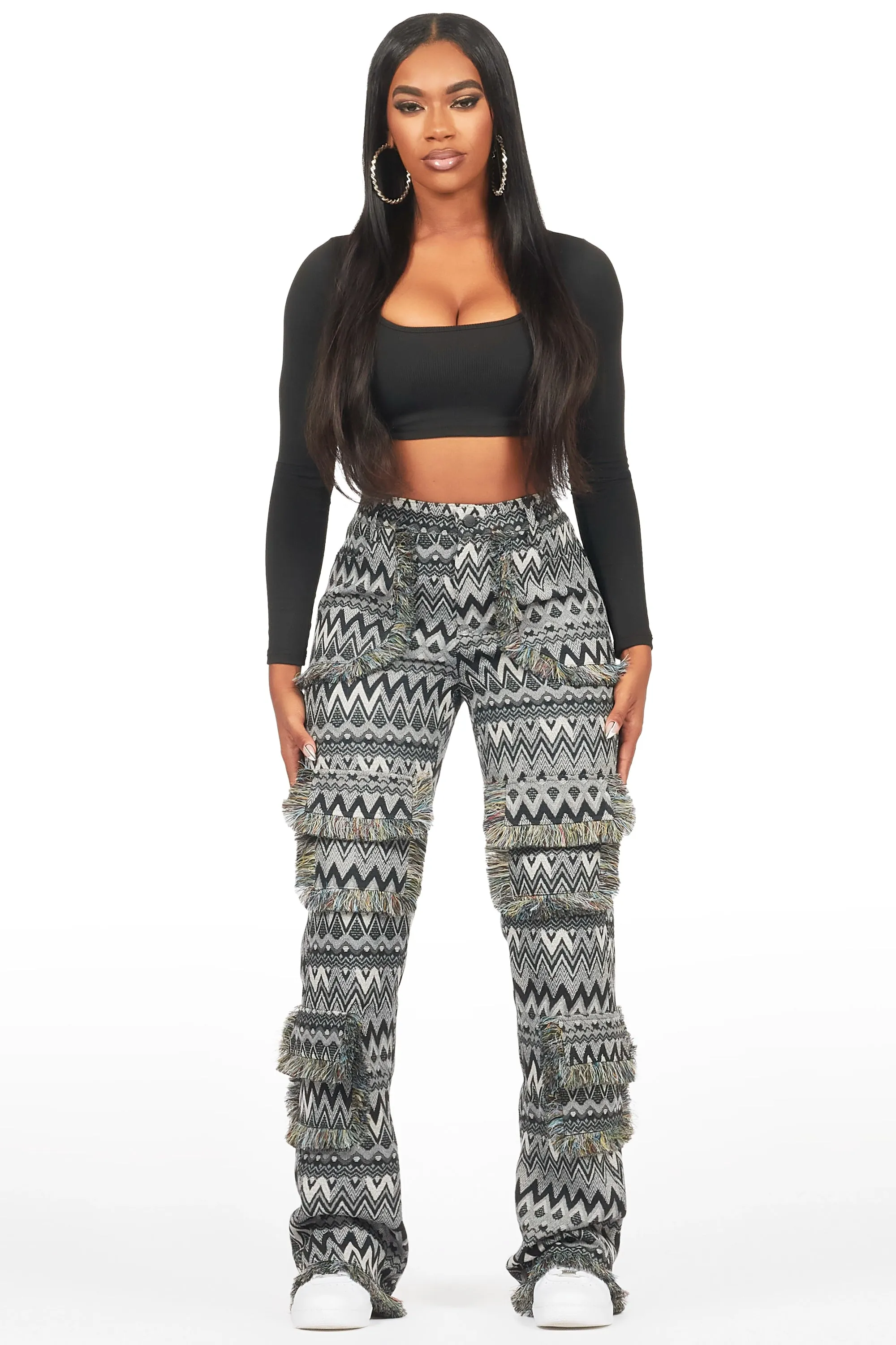 Mikaia Black Tapestry Stacked Pant sold by Rockstar Original product image thumbnail 2