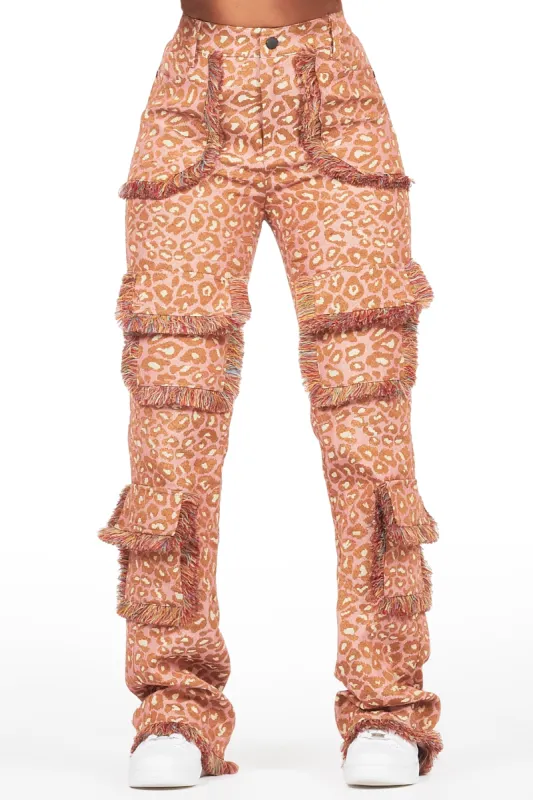Jelissa Pink Cheetah Tapestry Stacked Pant sold by Rockstar Original