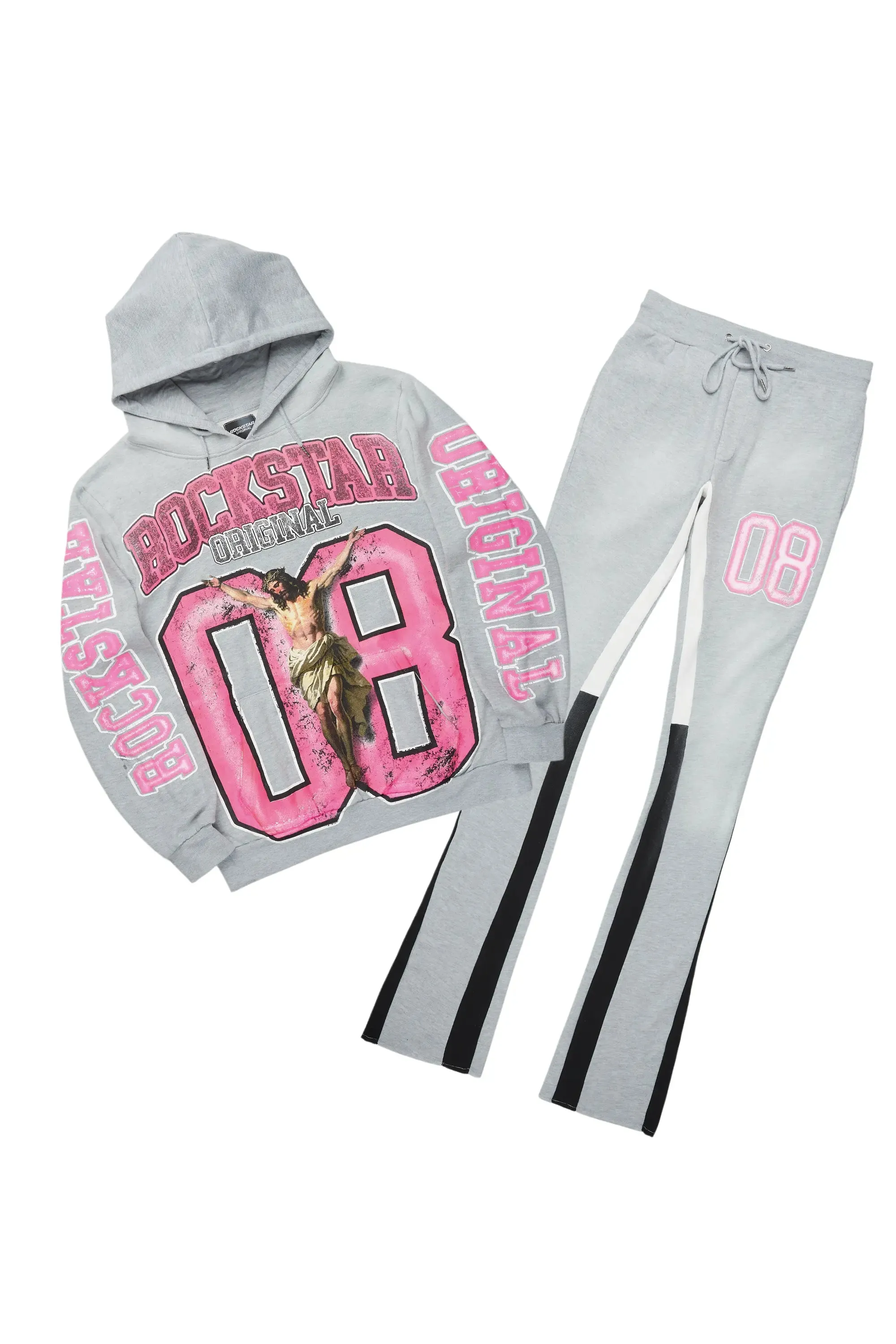 Fields Grey Stacked Flare Hoodie Track Set sold by Rockstar Original
