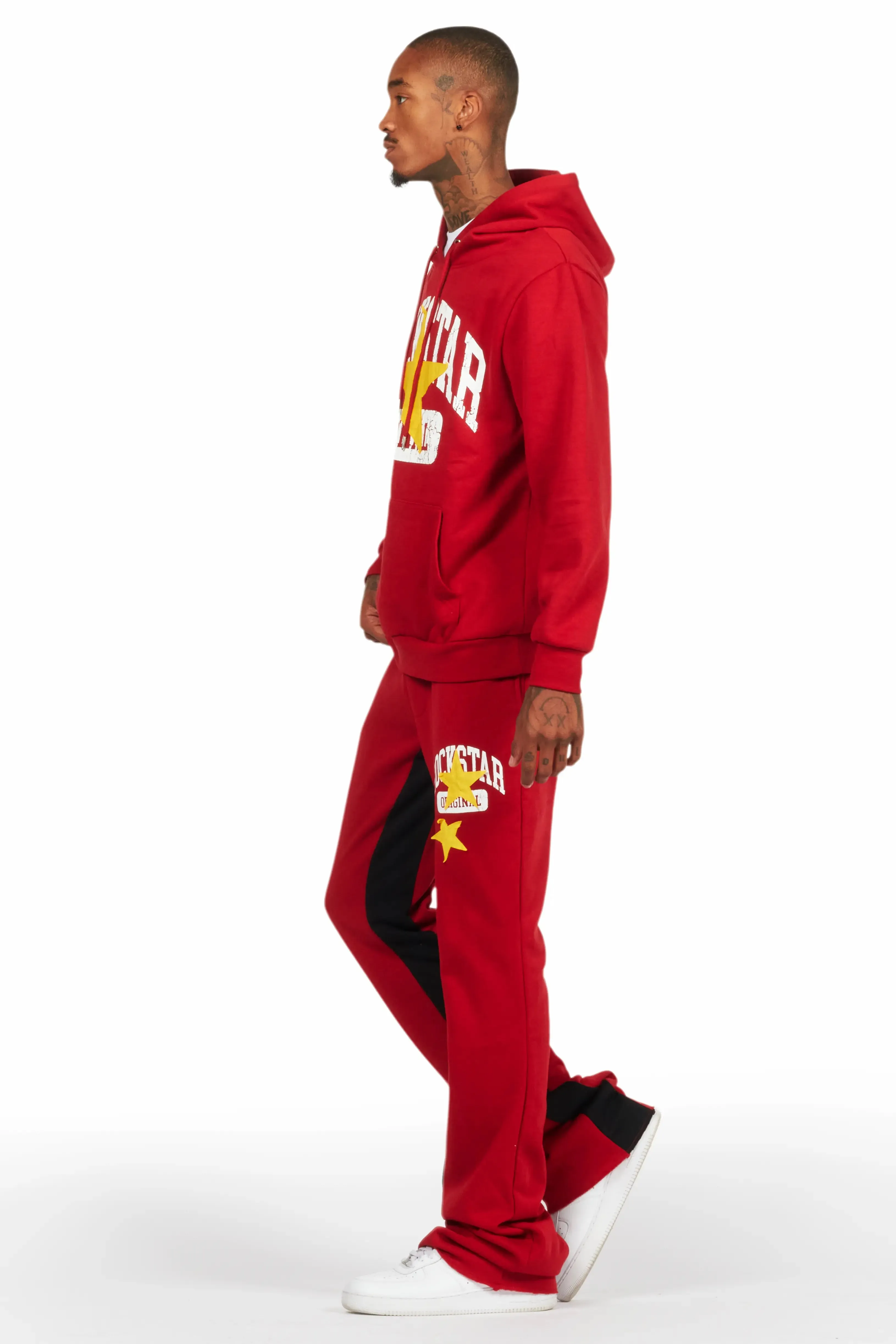 Mallor Burgundy Baggy Stacked Hoodie Track Set sold by Rockstar Original product image thumbnail 5