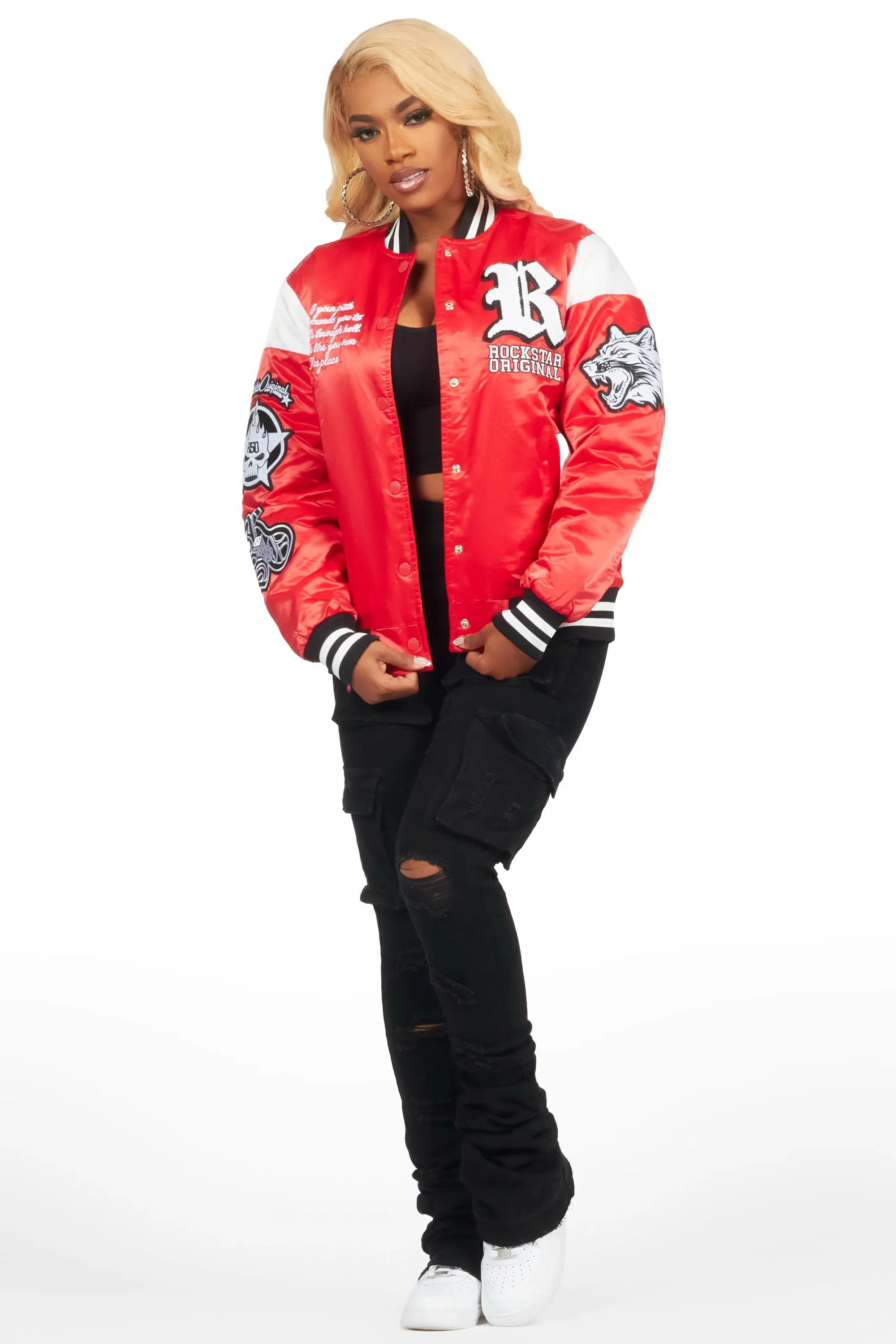 Sosa Red Satin Varsity Jacket sold by Rockstar Original product image thumbnail 5