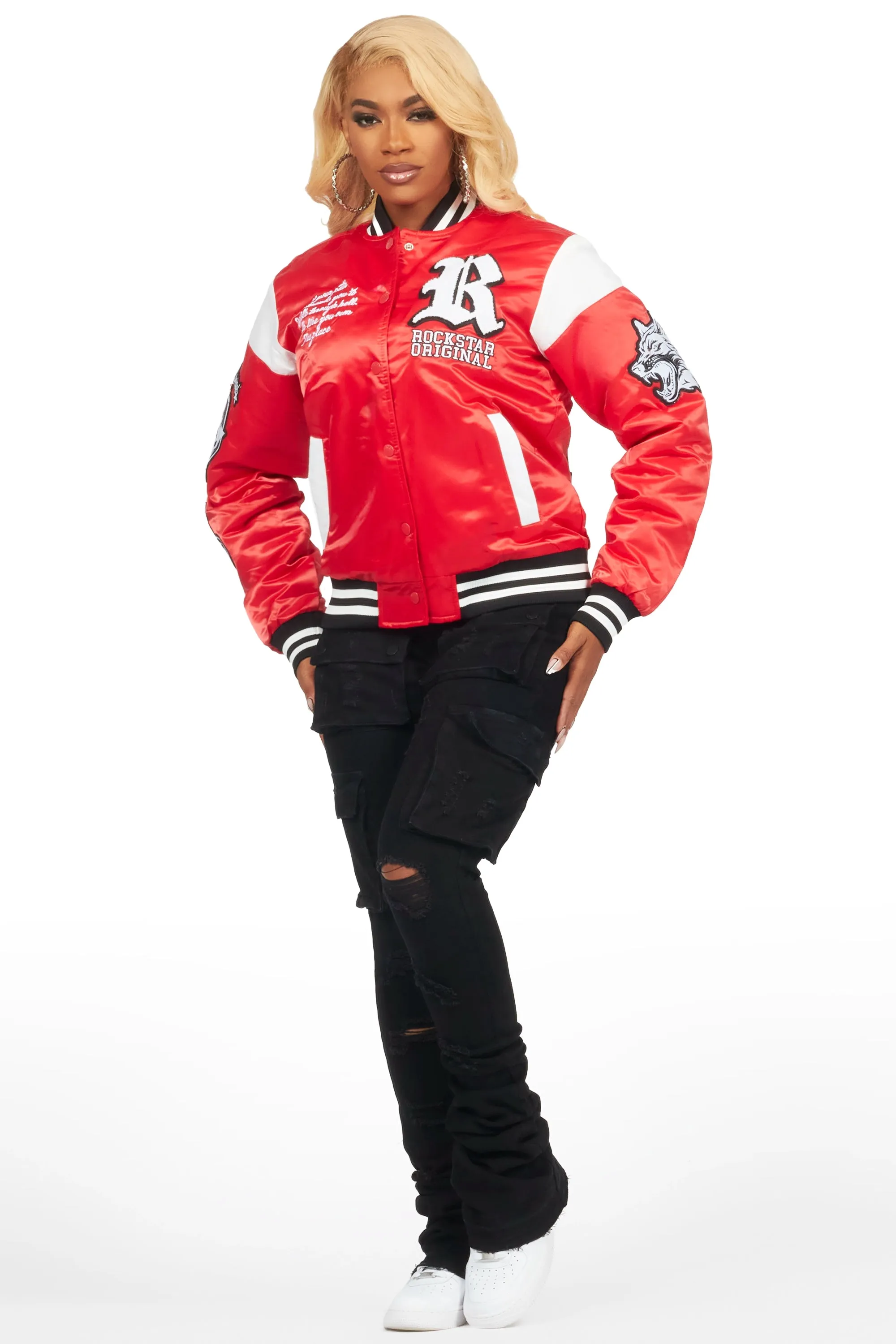 Sosa Red Satin Varsity Jacket sold by Rockstar Original product image thumbnail 2
