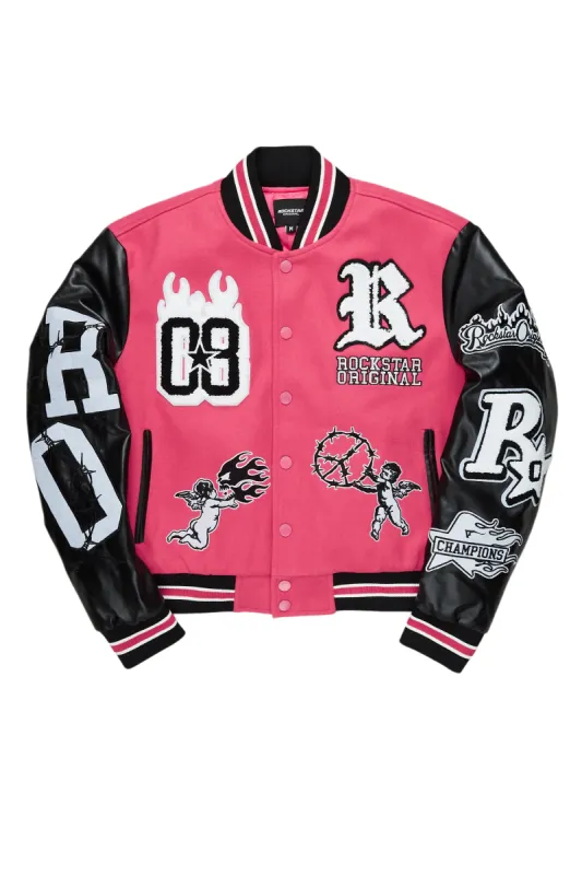 Sharray Fuchsia Oversized Varsity Jacket sold by Rockstar Original