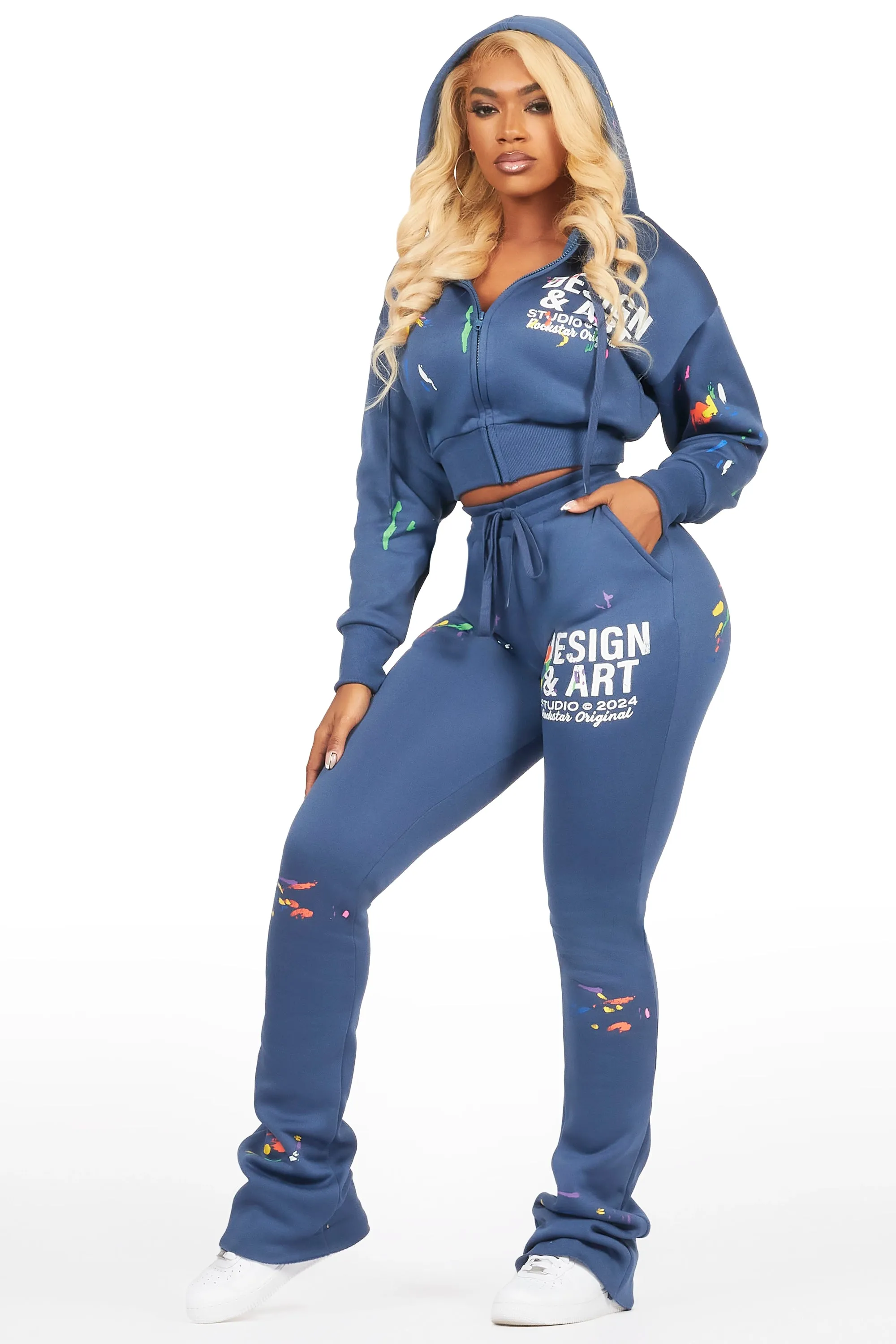 Kristiane Navy Crop Super Stacked Trackset sold by Rockstar Original product image thumbnail 3