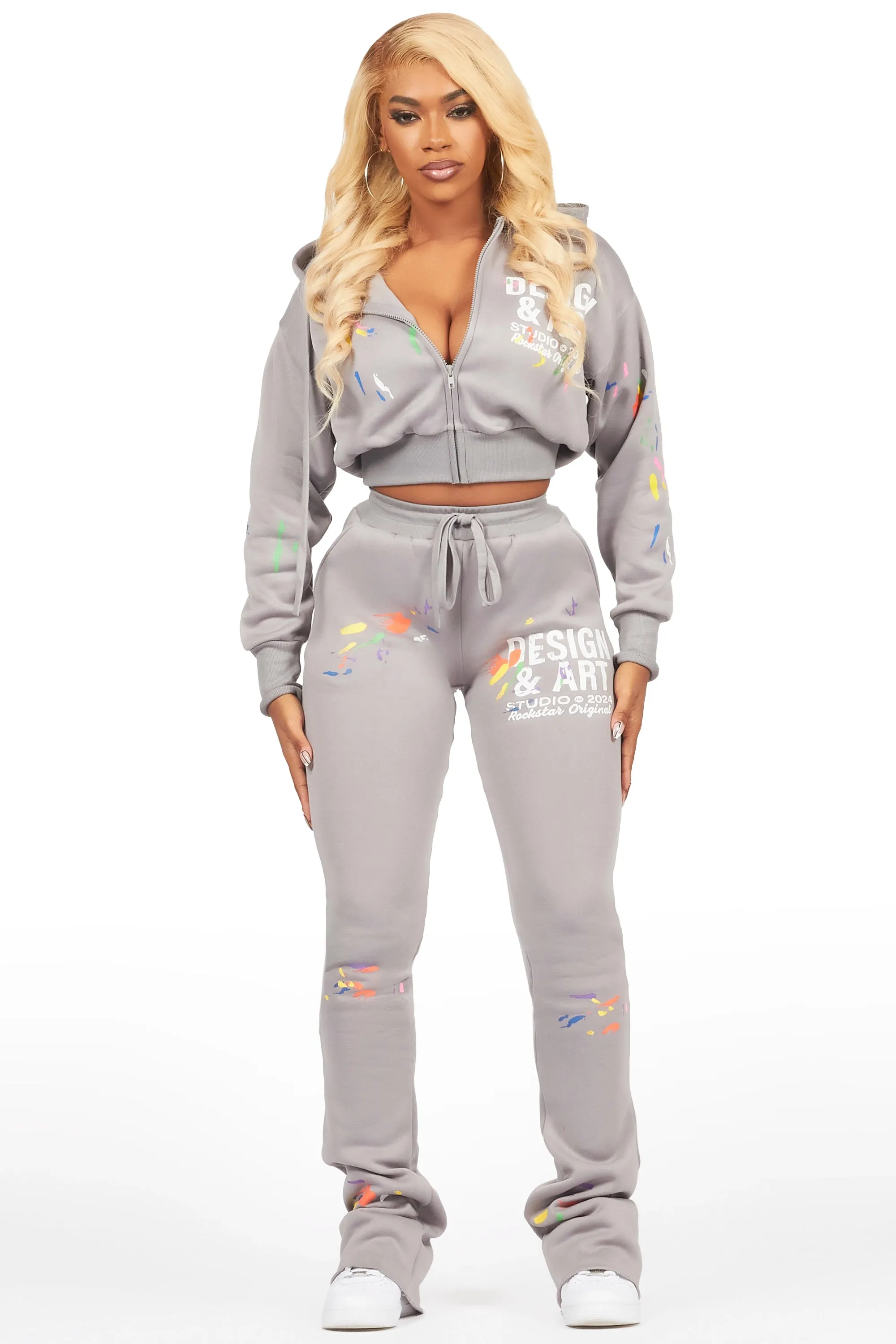 Kristiane Grey Crop Super Stacked Trackset sold by Rockstar Original