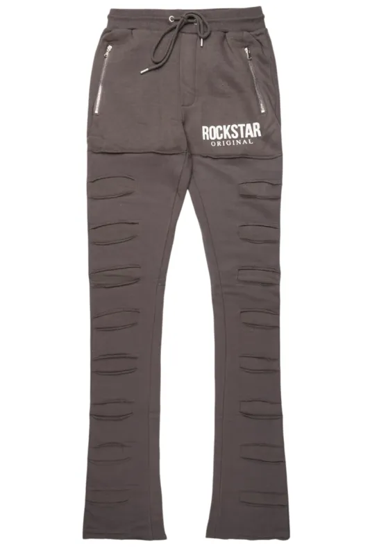 Emilio Vintage Grey Stacked Flare Track Pant sold by Rockstar Original