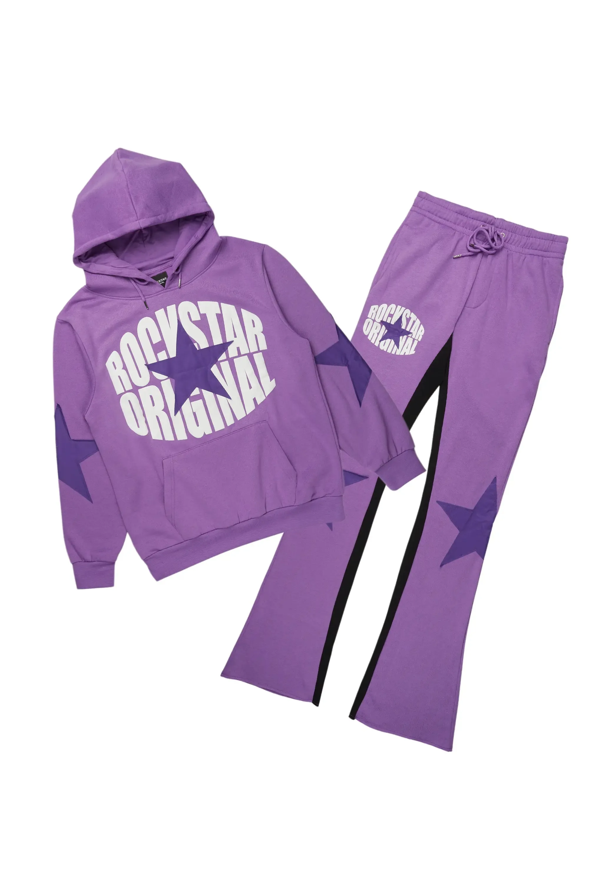States Purple Baggy Stacked Hoodie Track Set sold by Rockstar Original