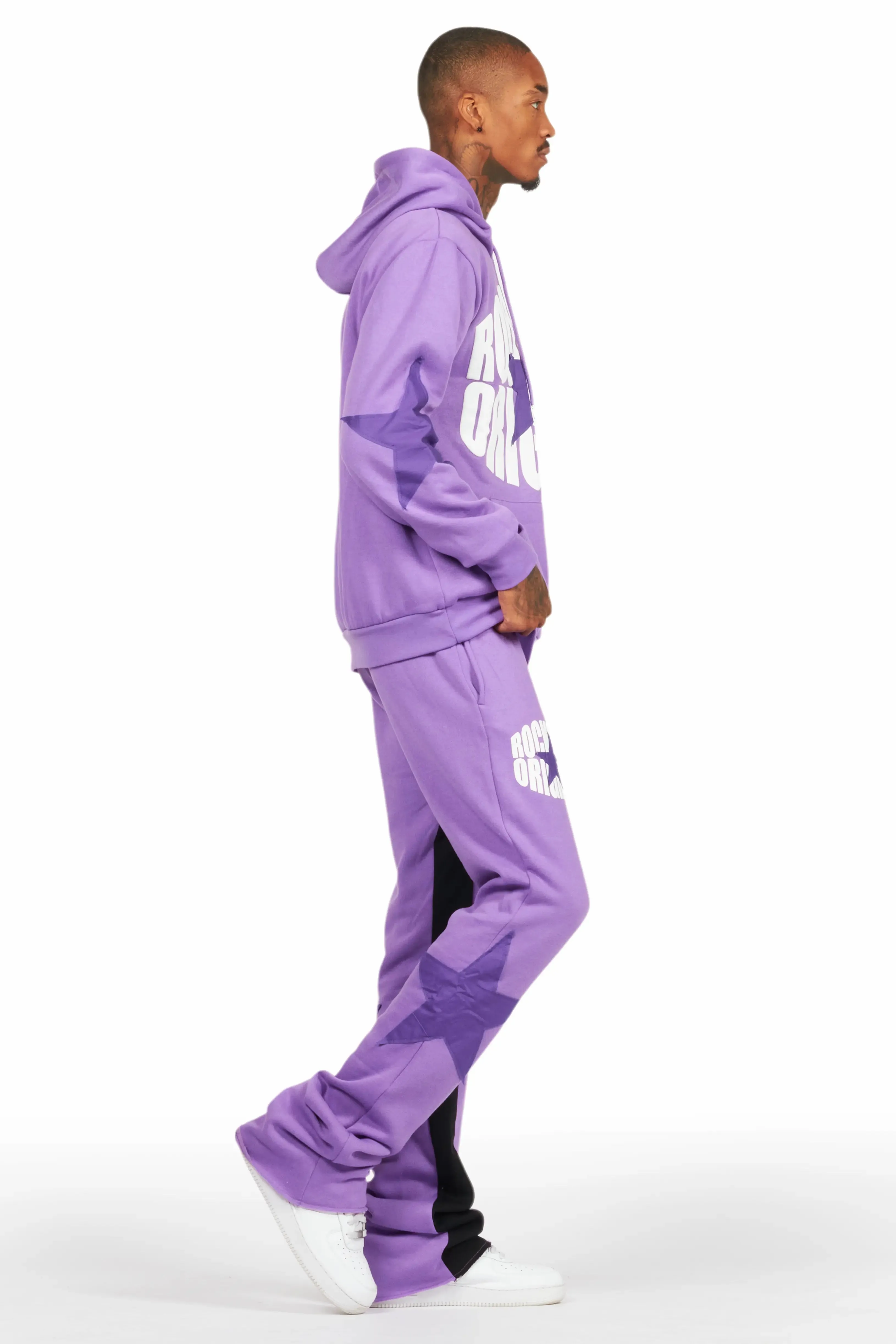 States Purple Baggy Stacked Hoodie Track Set sold by Rockstar Original product image thumbnail 3