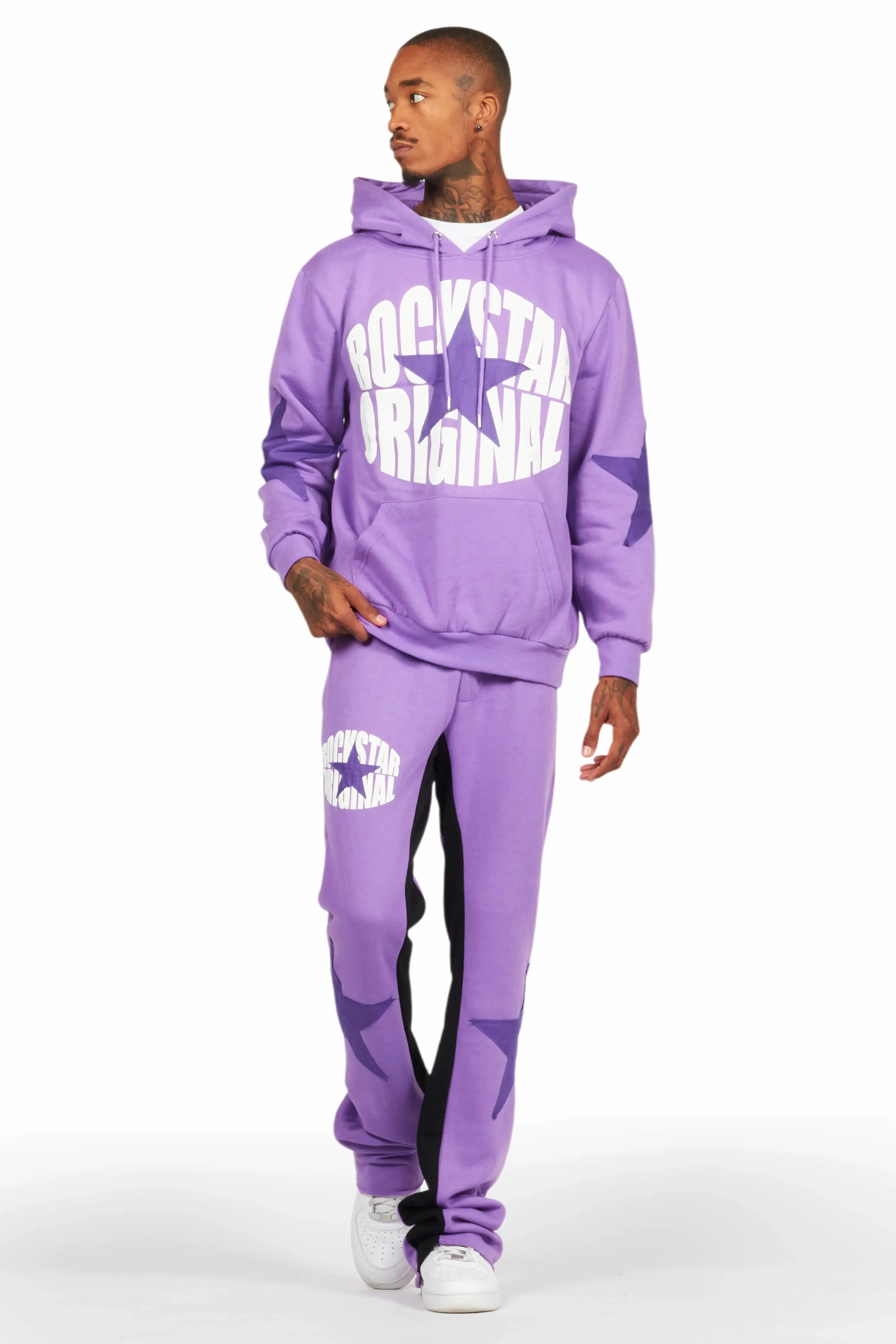 States Purple Baggy Stacked Hoodie Track Set sold by Rockstar Original product image thumbnail 2