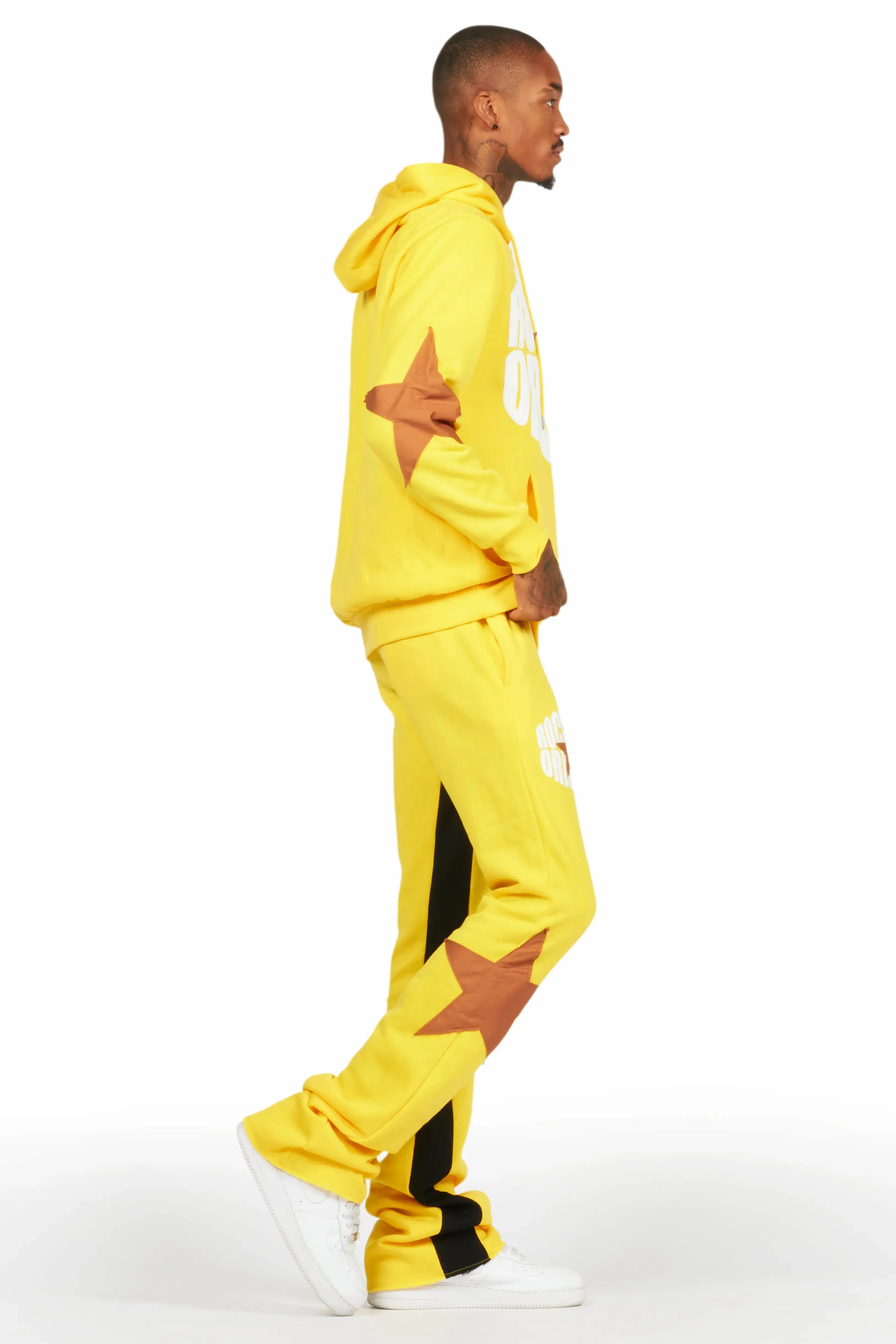 States Yellow Baggy Stacked Hoodie Track Set sold by Rockstar Original product image thumbnail 3