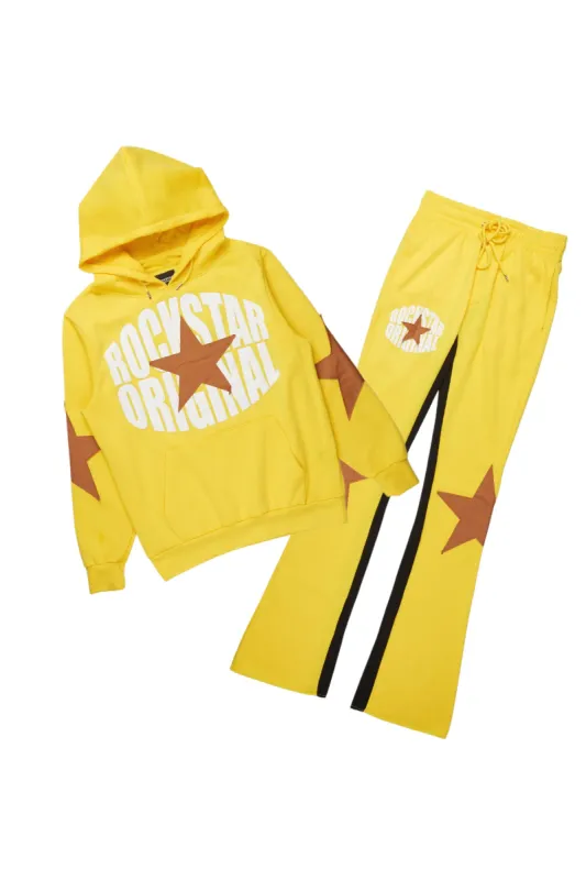 States Yellow Baggy Stacked Hoodie Track Set sold by Rockstar Original