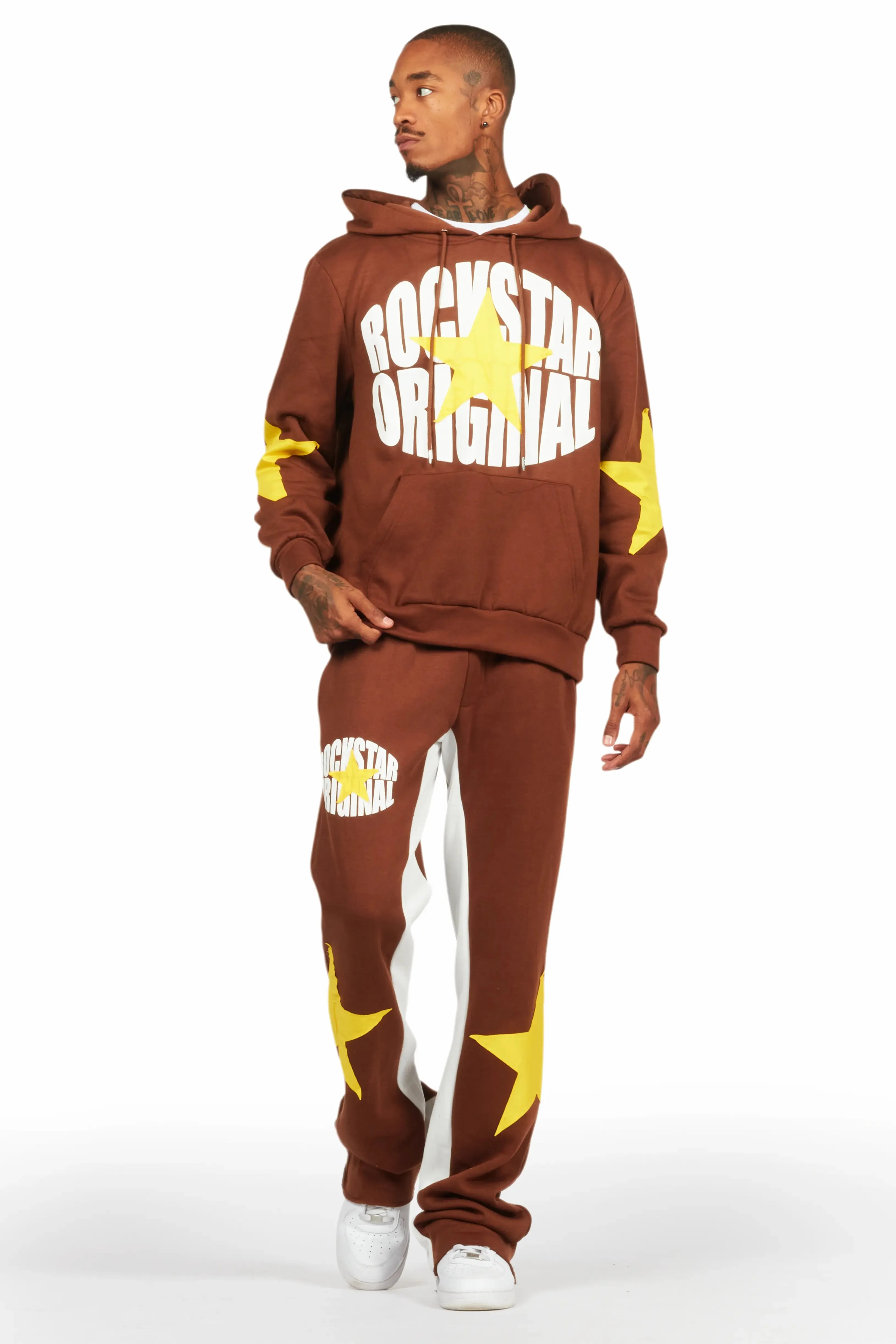 States Brown Baggy Stacked Hoodie Track Set sold by Rockstar Original product image thumbnail 2