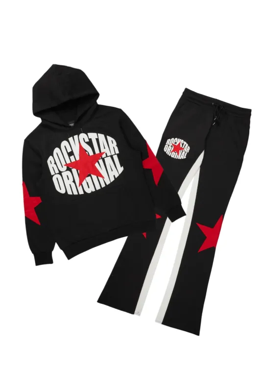 States Black/Red Baggy Stacked Hoodie Track Set sold by Rockstar Original