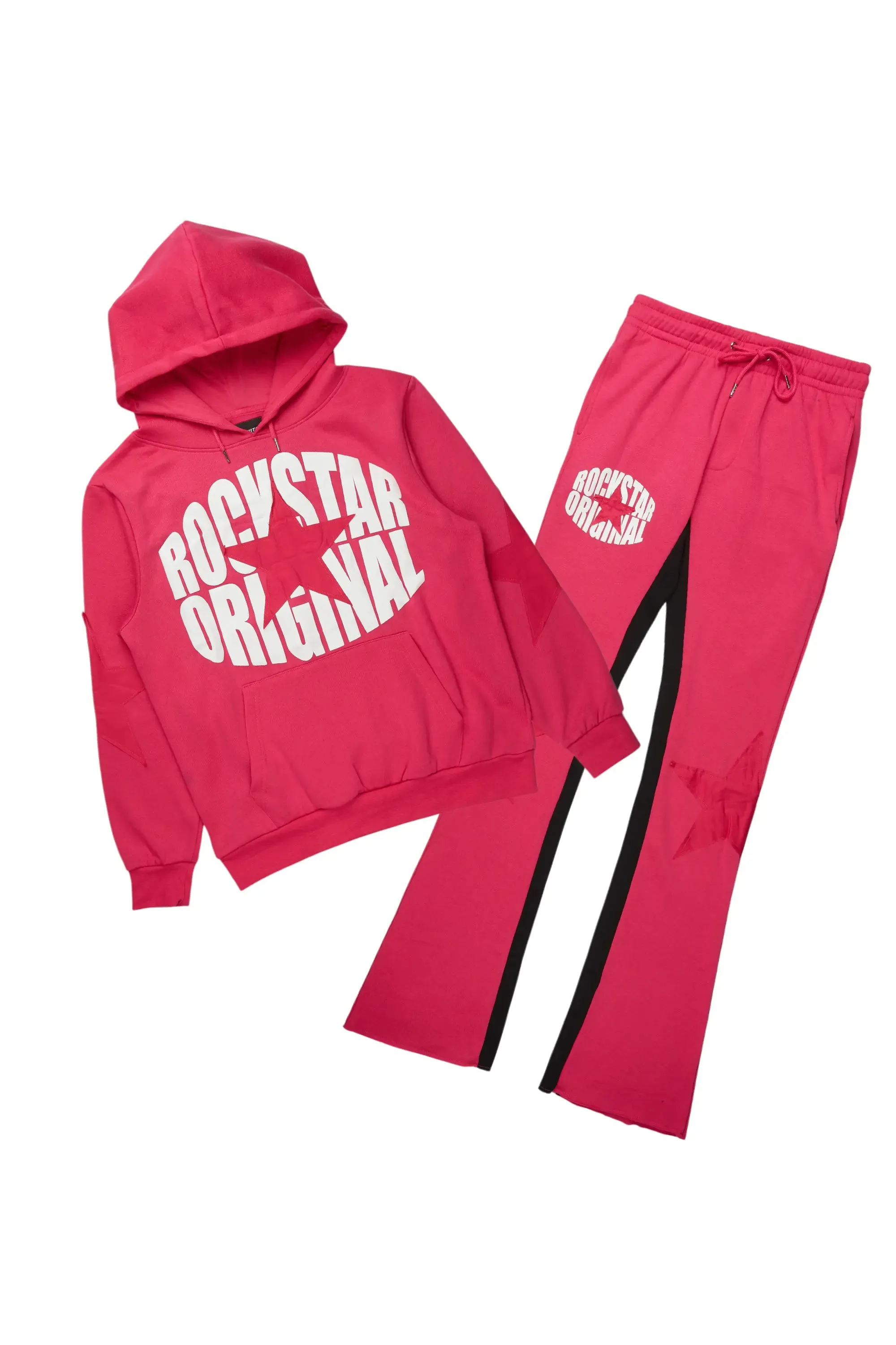 States Fuchsia Baggy Stacked Hoodie Track Set sold by Rockstar Original