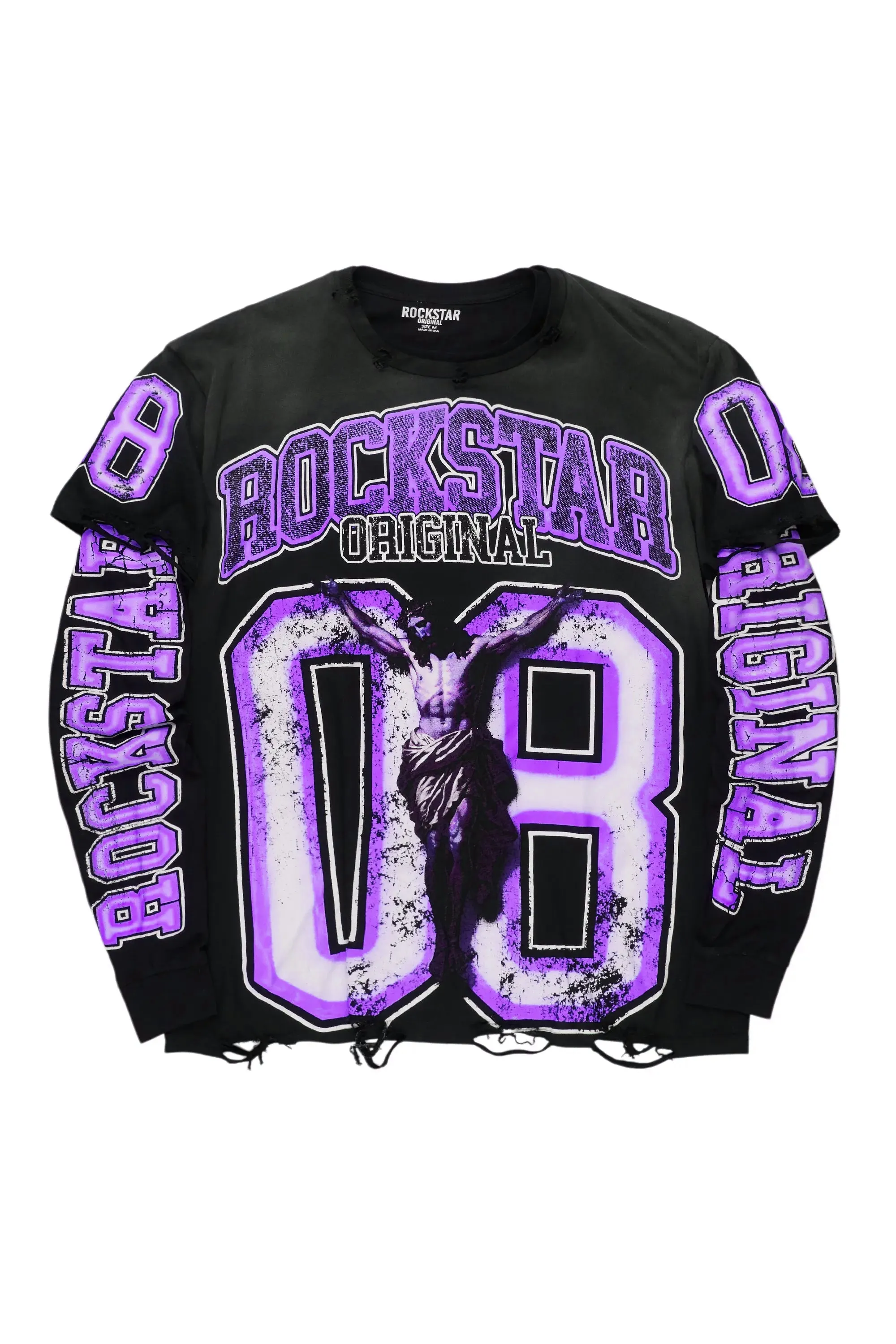 Fields Black/Purple Double Layer Long Sleeve Graphic T-Shirt sold by Rockstar Original