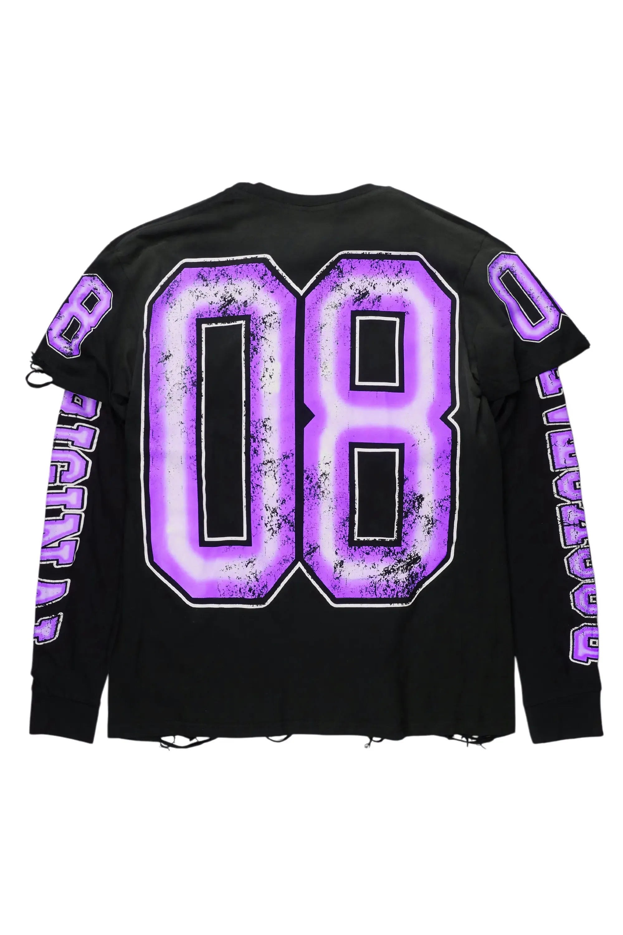 Fields Black/Purple Double Layer Long Sleeve Graphic T-Shirt sold by Rockstar Original product image thumbnail 2