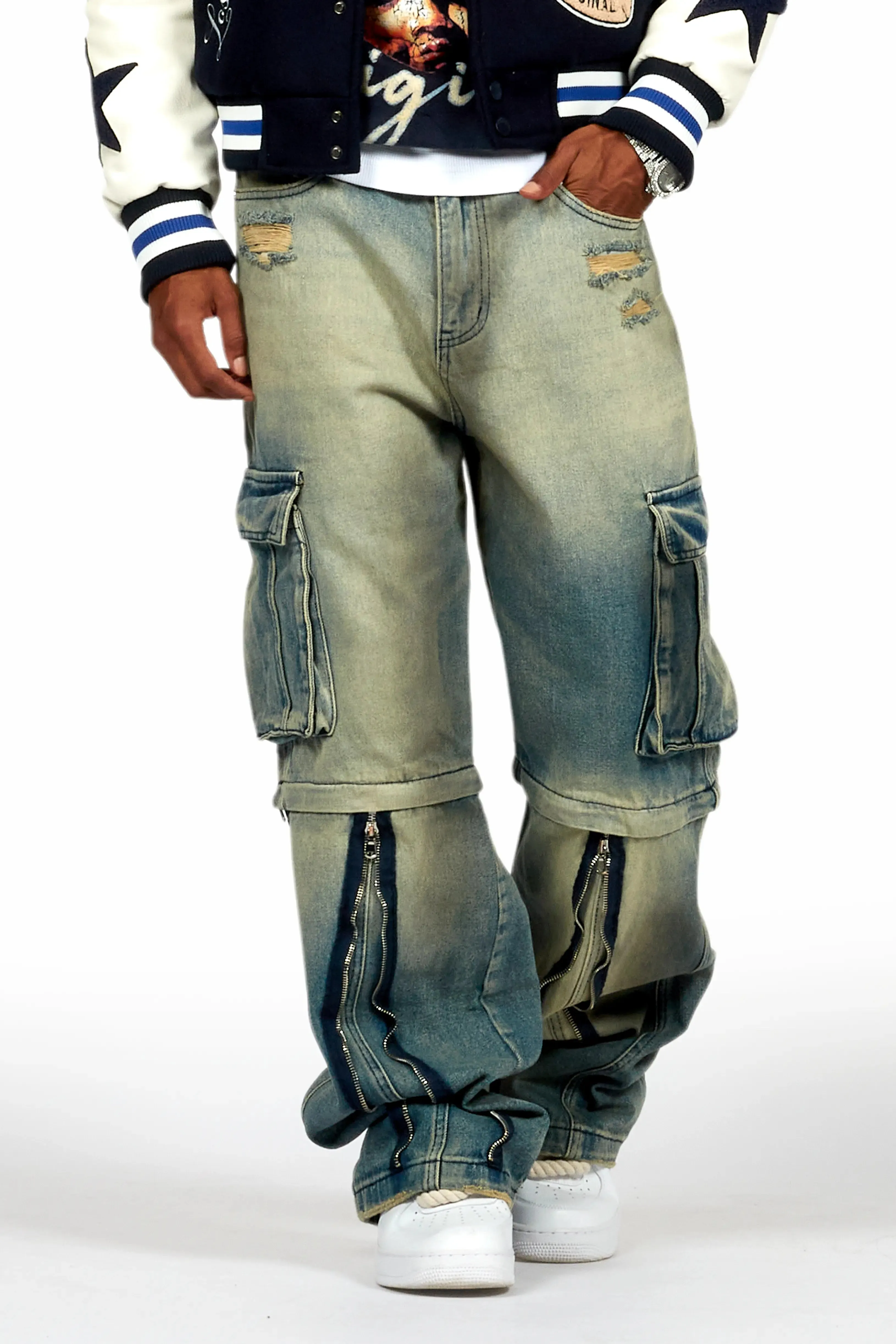 Rupert Vintage Blue Baggy Fit Zip Off Jean sold by Rockstar Original