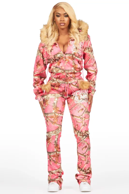 Benita Pink Tree Camo Super Stacked Trackset sold by Rockstar Original