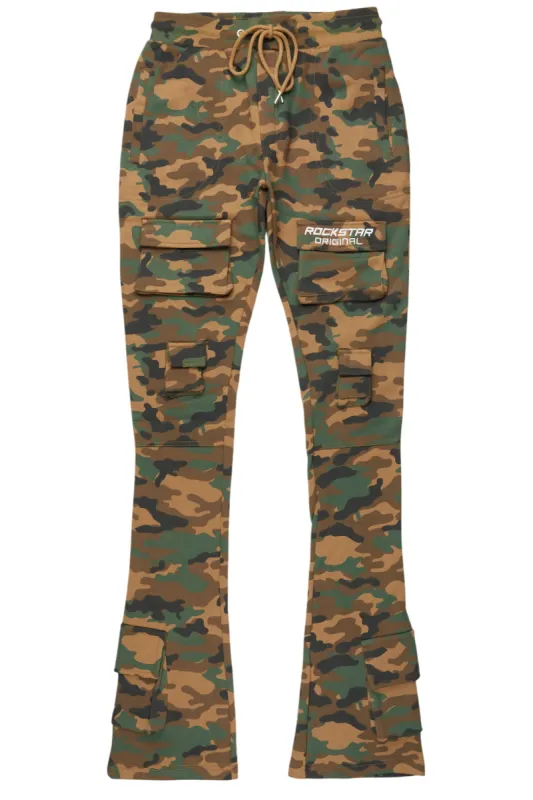 Connor Faded Camo Stacked Flare Track Pant sold by Rockstar Original