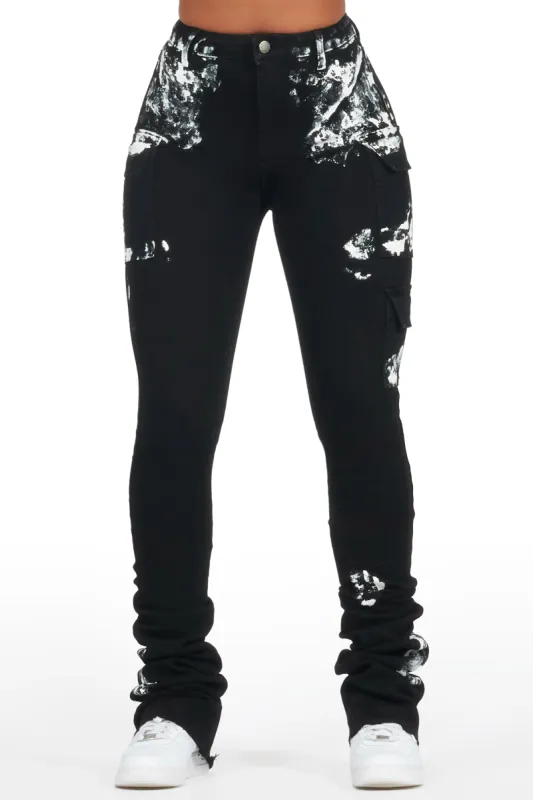 Shannona Black Painted Super Stacked Jean sold by Rockstar Original