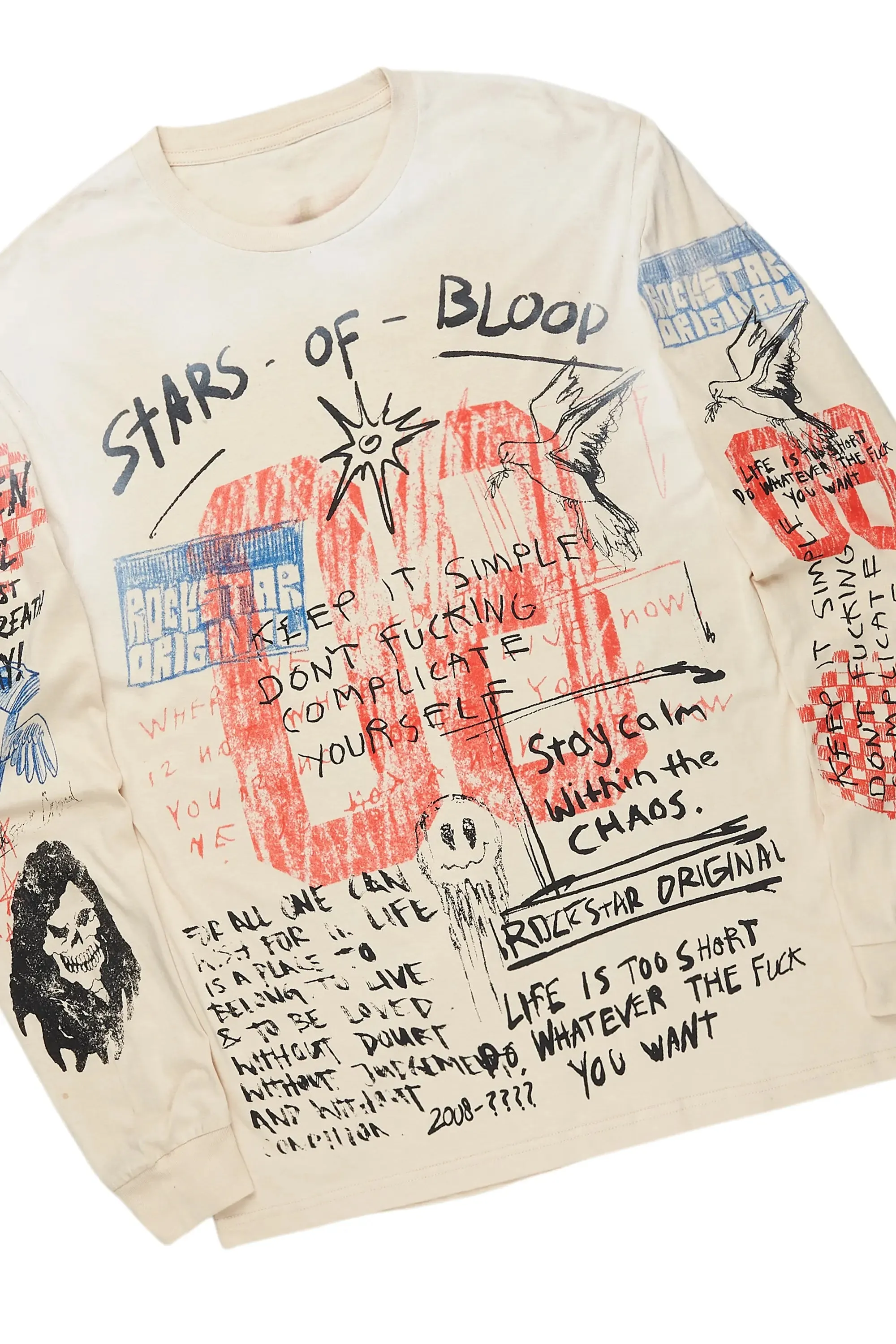 Gabin Beige Long Sleeve T-Shirt/Stacked Flare Cargo Jean Bundle sold by Rockstar Original product image thumbnail 2